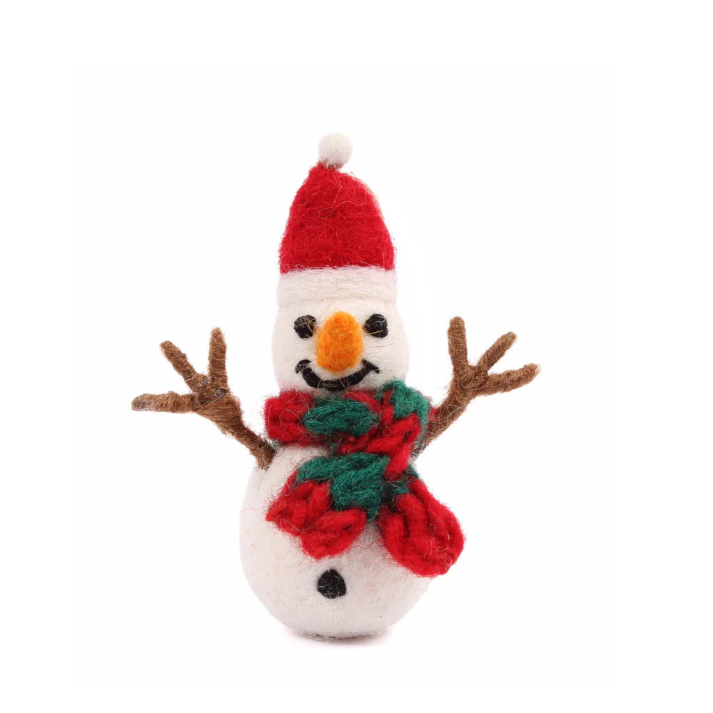 Mini Snowman with Twig Arms | Felt Christmas Decoration