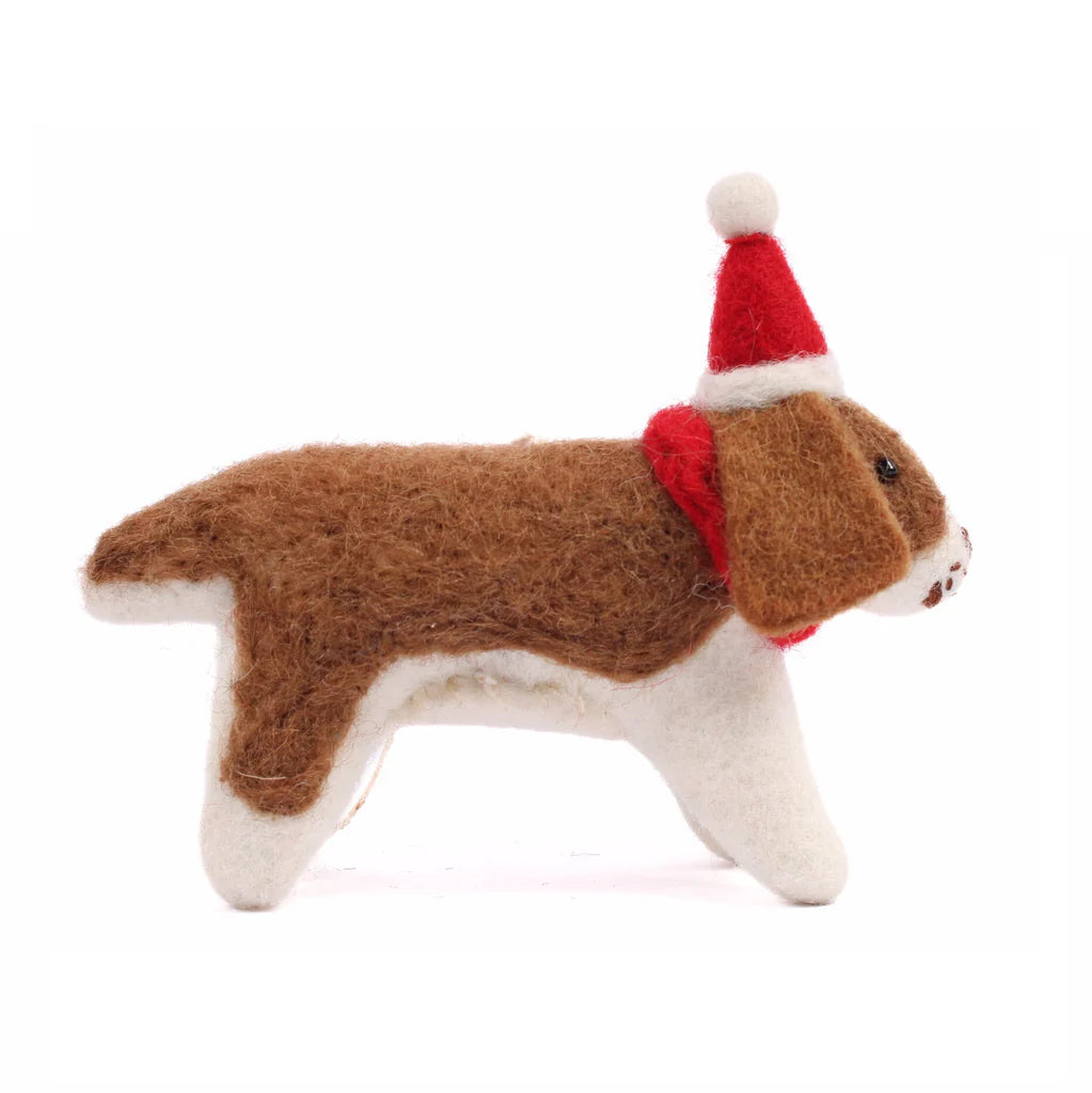 Spaniel with Hat & Scarf | Felt Christmas Decoration