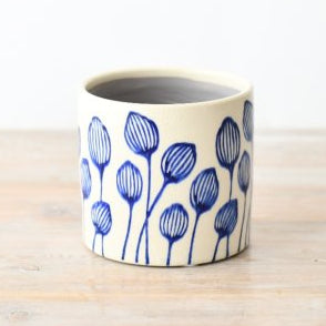 Blue Seed Head Plant Pot | 12cm
