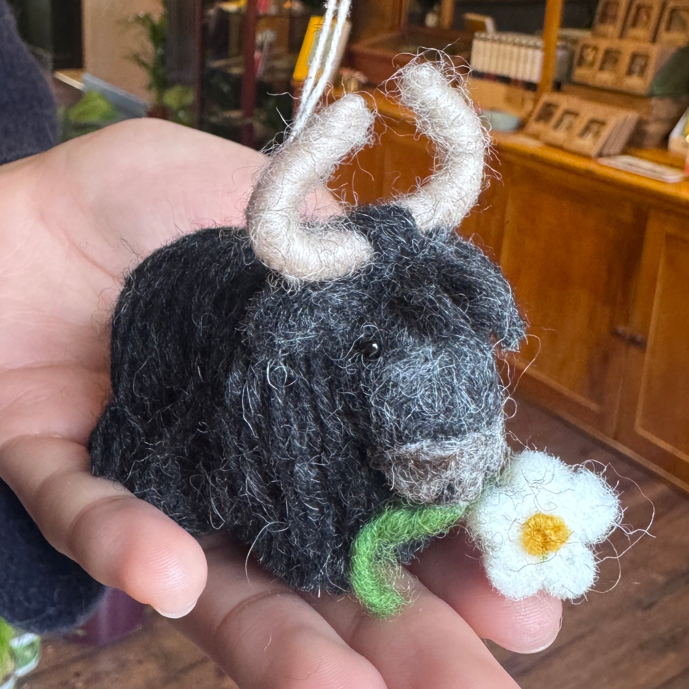 Mini Black Highland Cow | Felt Decoration