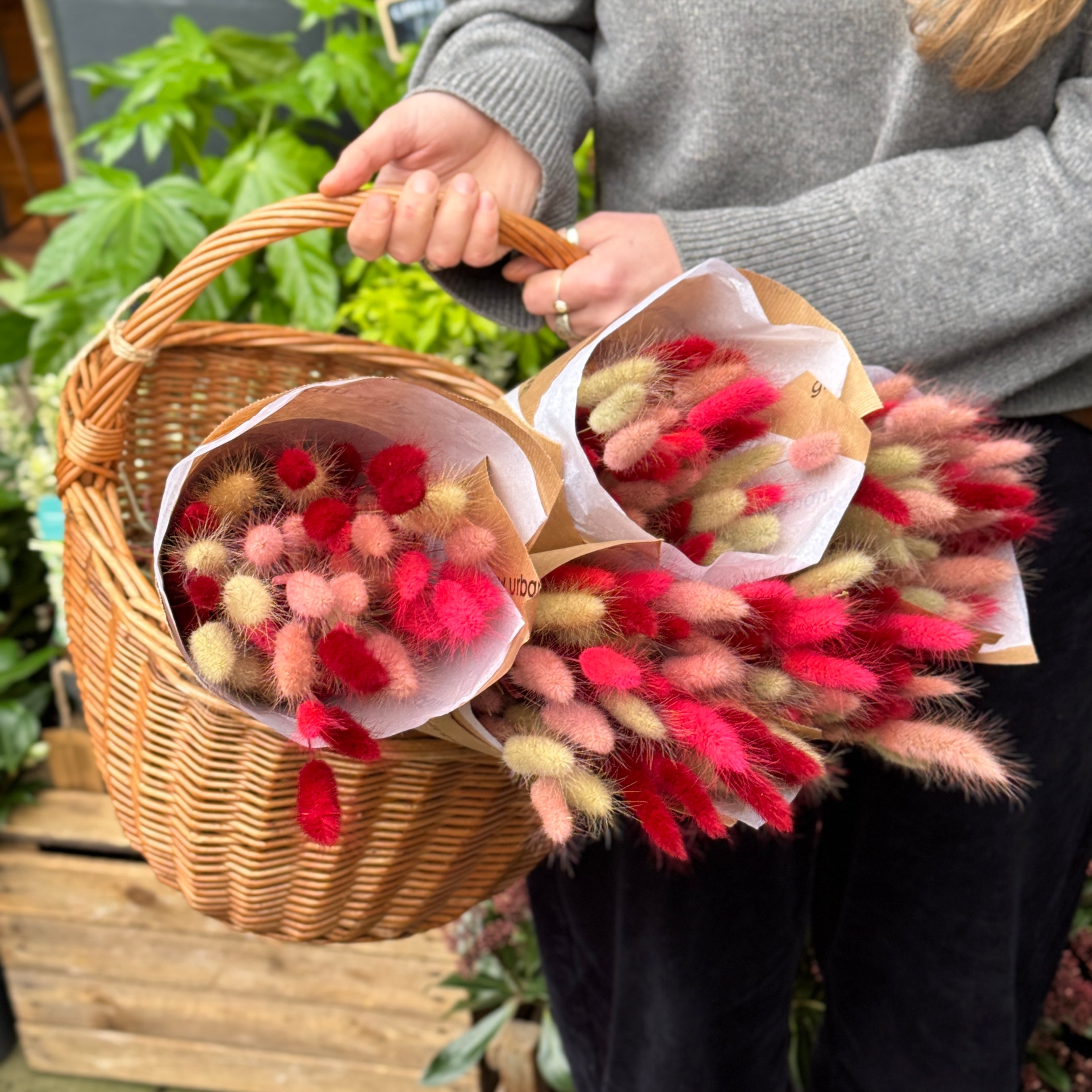 Dried Bunny Tail ‘Love Bunch’ – Blush & Red