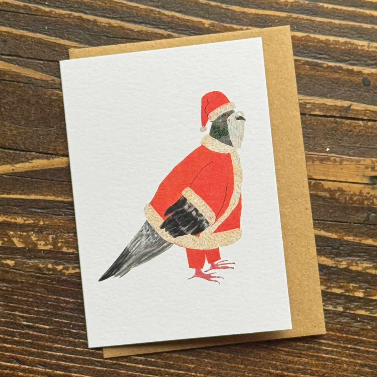 Mini Santa Pigeon Christmas Card | James Barker