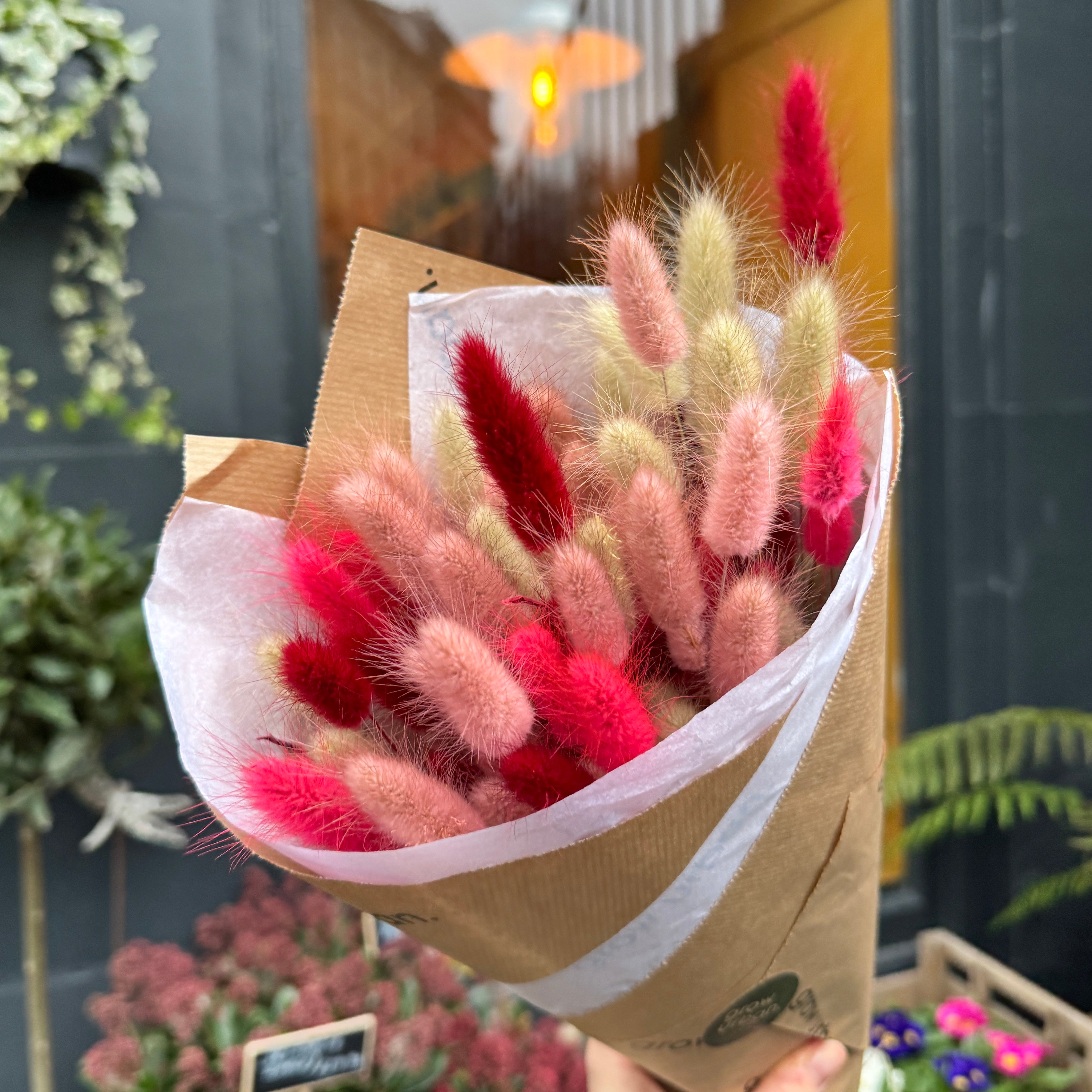Dried Bunny Tail ‘Love Bunch’ – Blush & Red
