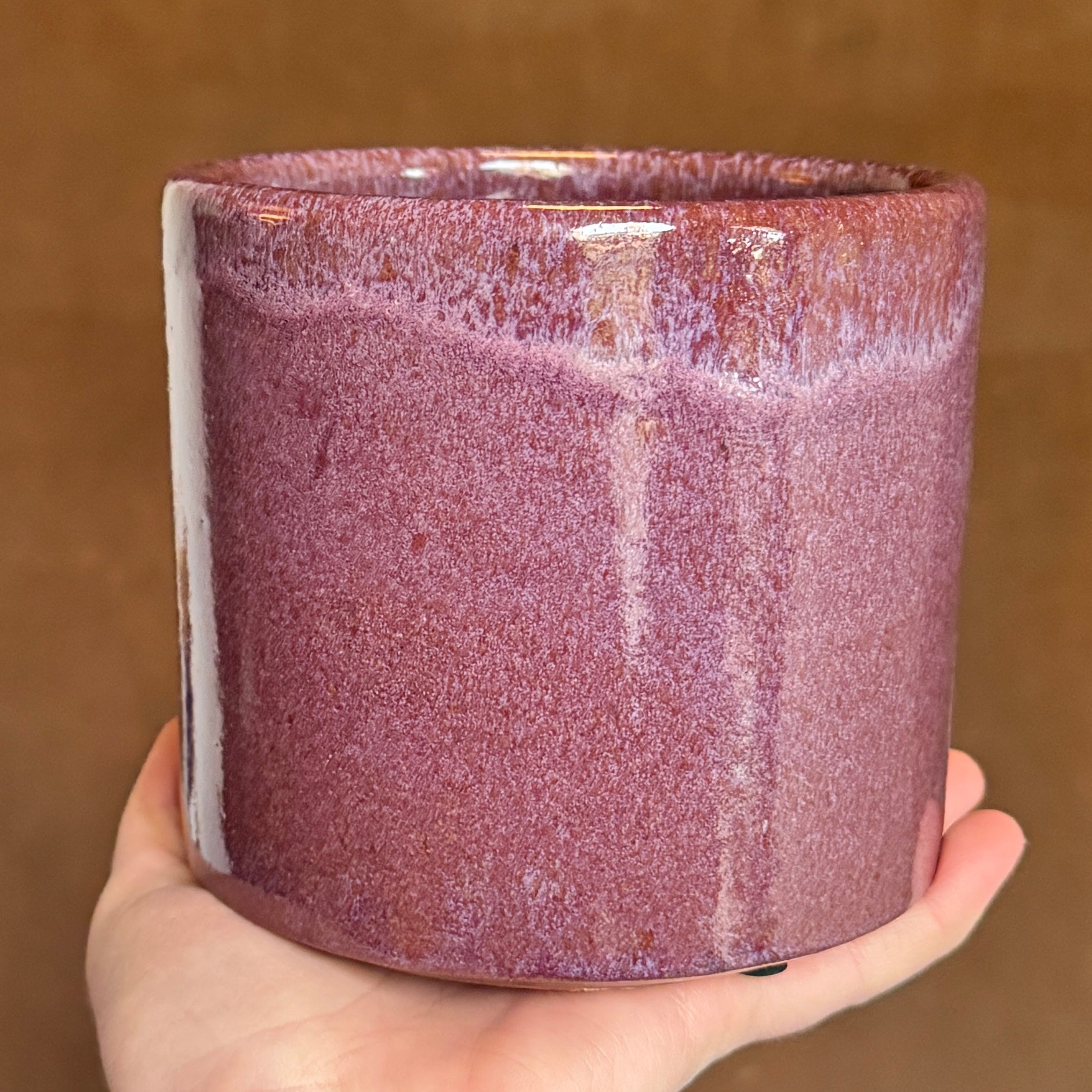 pink glazed plant pot Javea Glazed Pink Plant Pot | 14cm Diameter