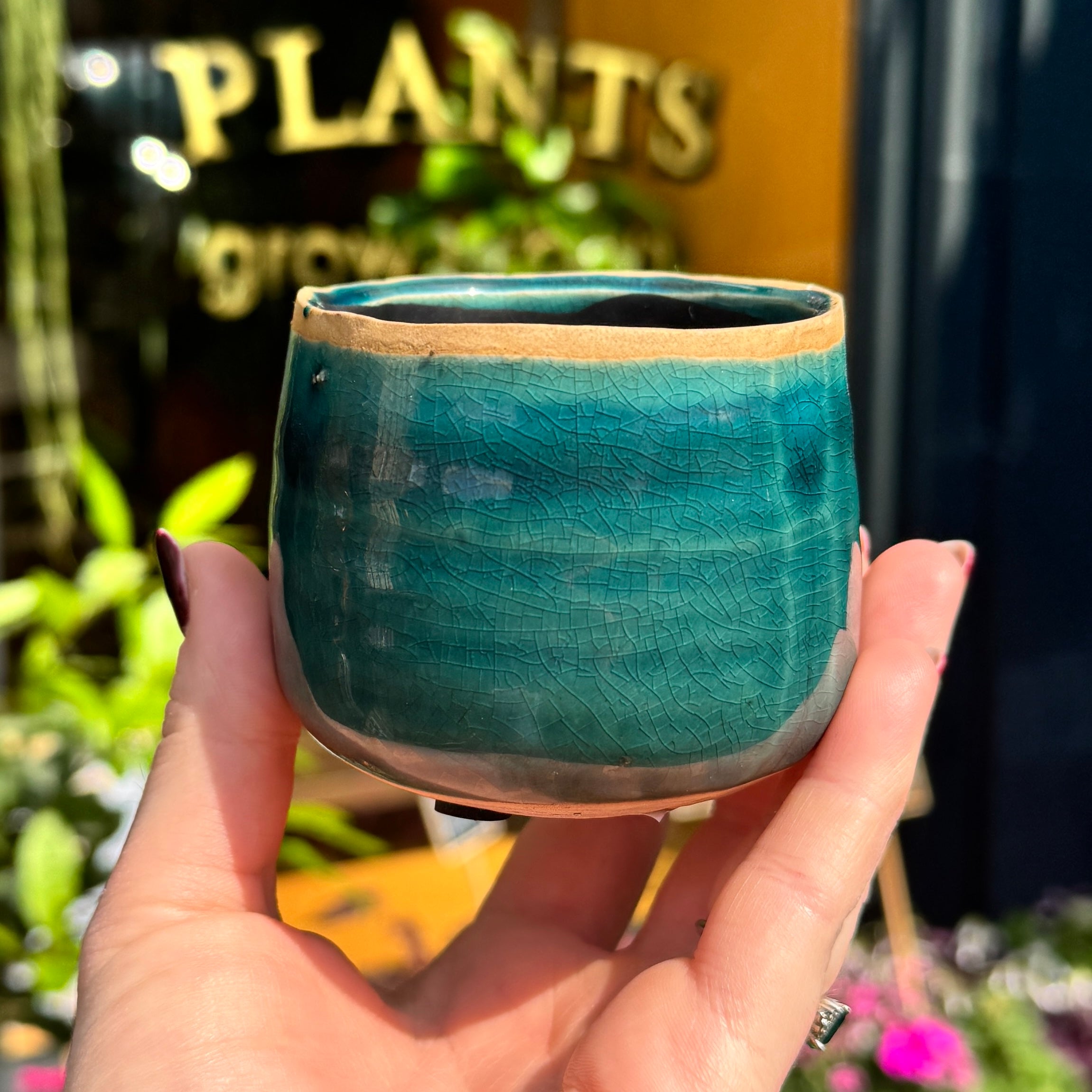 Crackle Glaze Plant Pot – Turquoise | 8cm