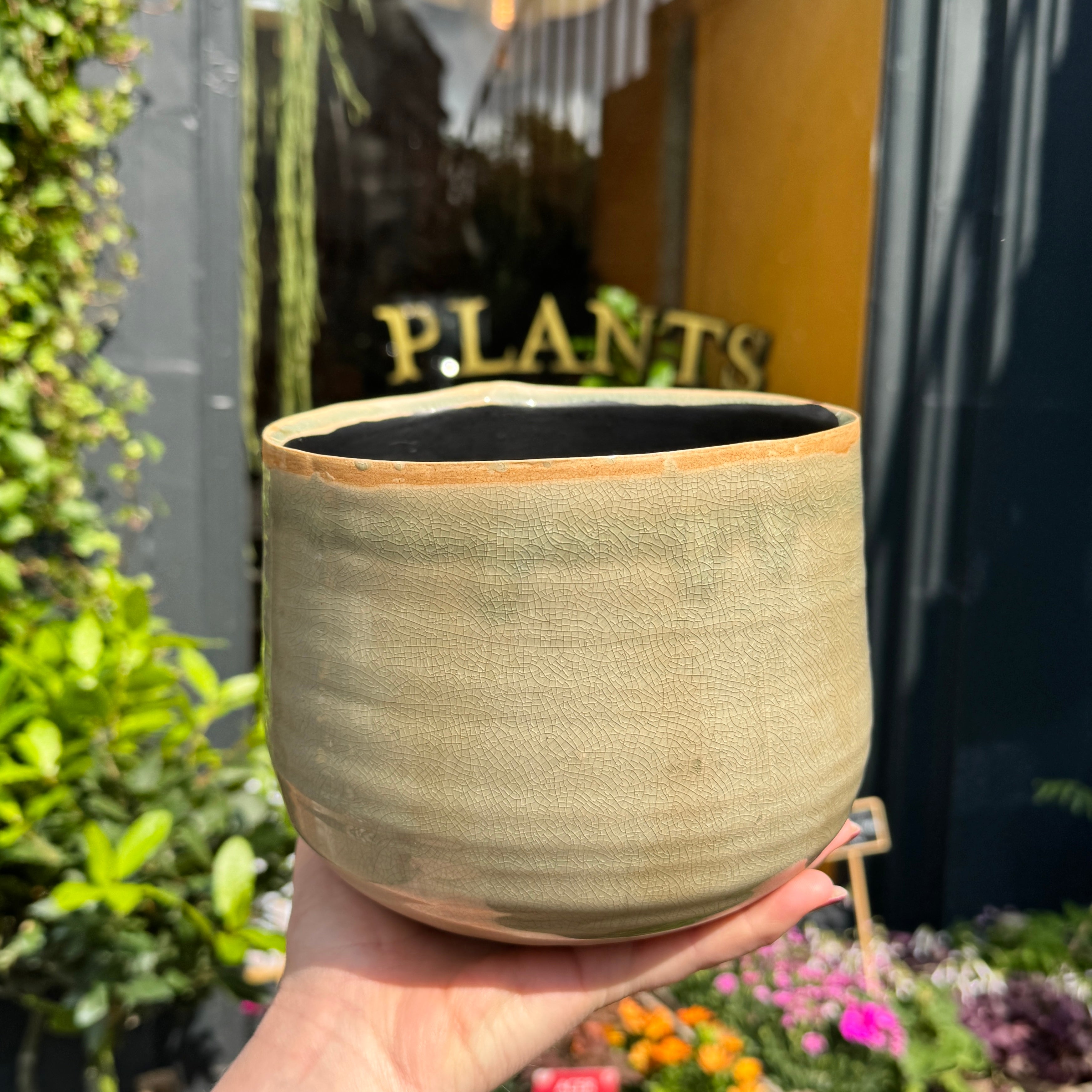 Crackle Glaze Pot - Mint | 16cm