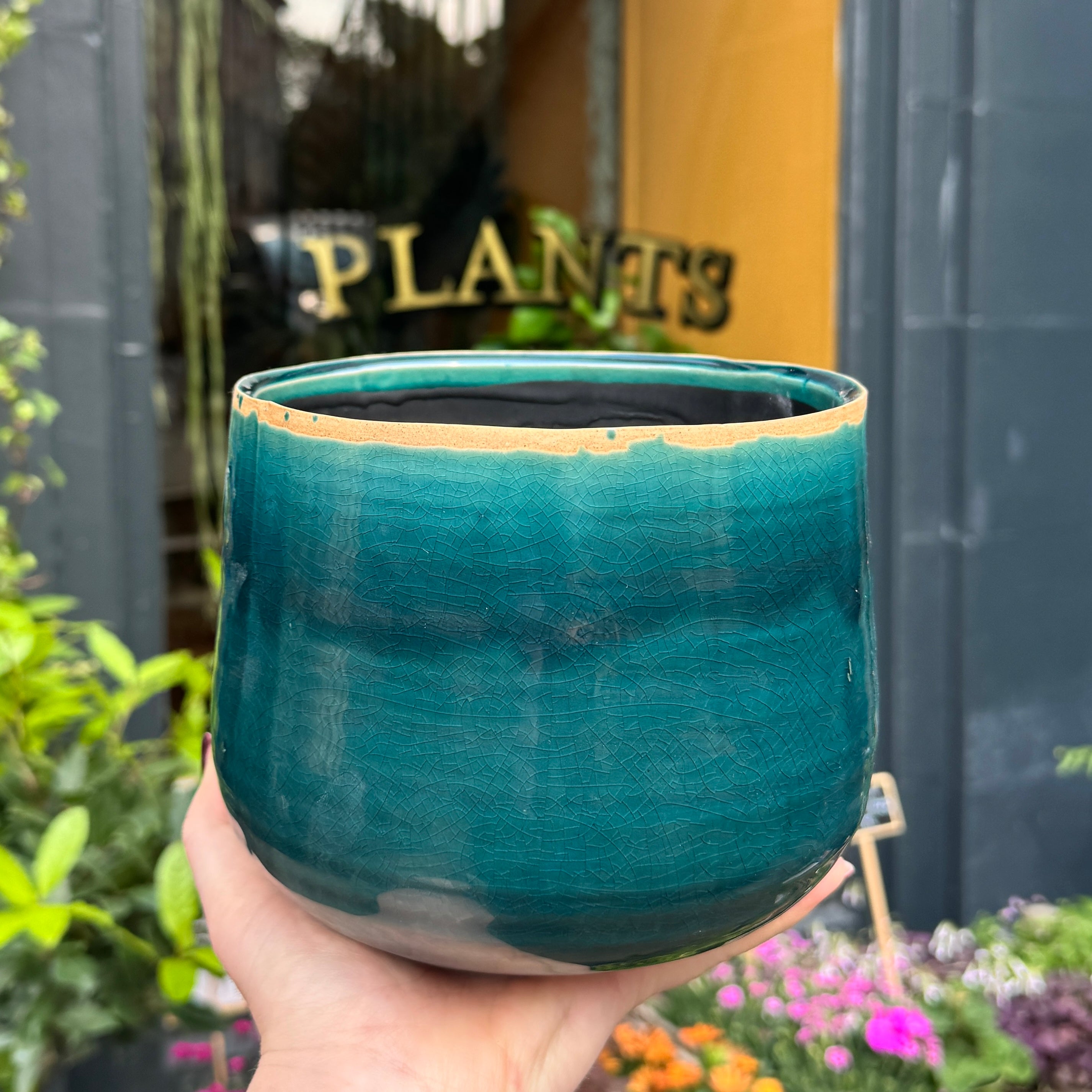Crackle Glaze Pot - Turquoise | 16cm