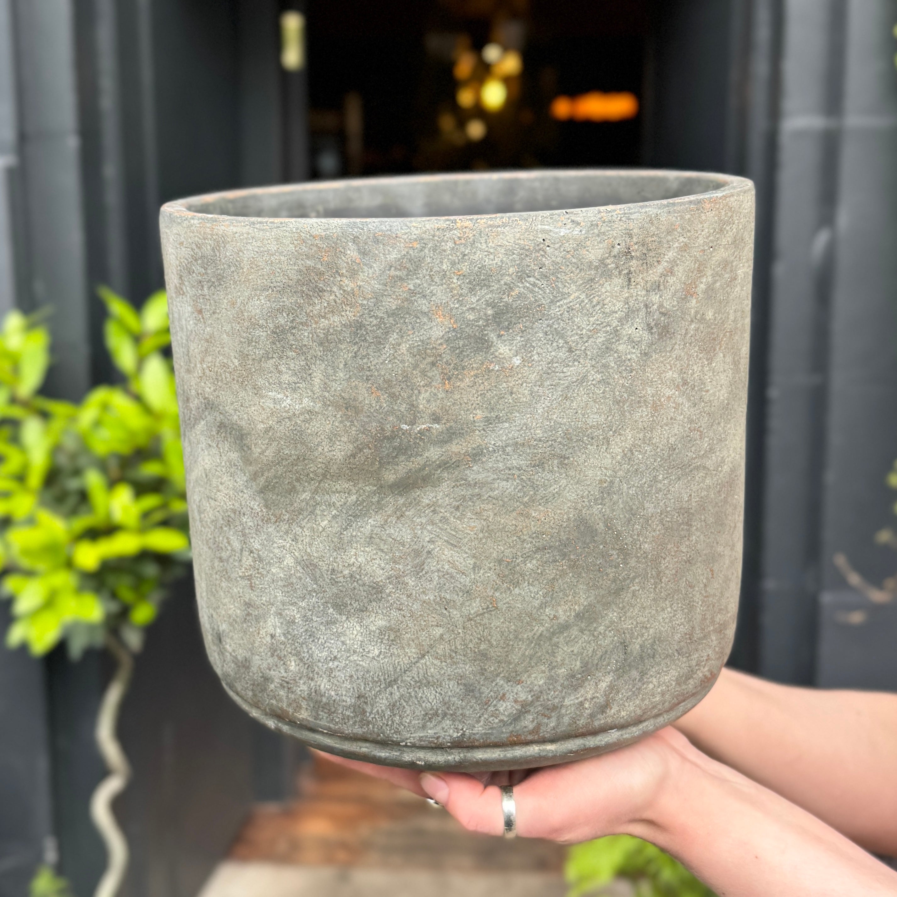 Cement Pot - Dark | 26cm