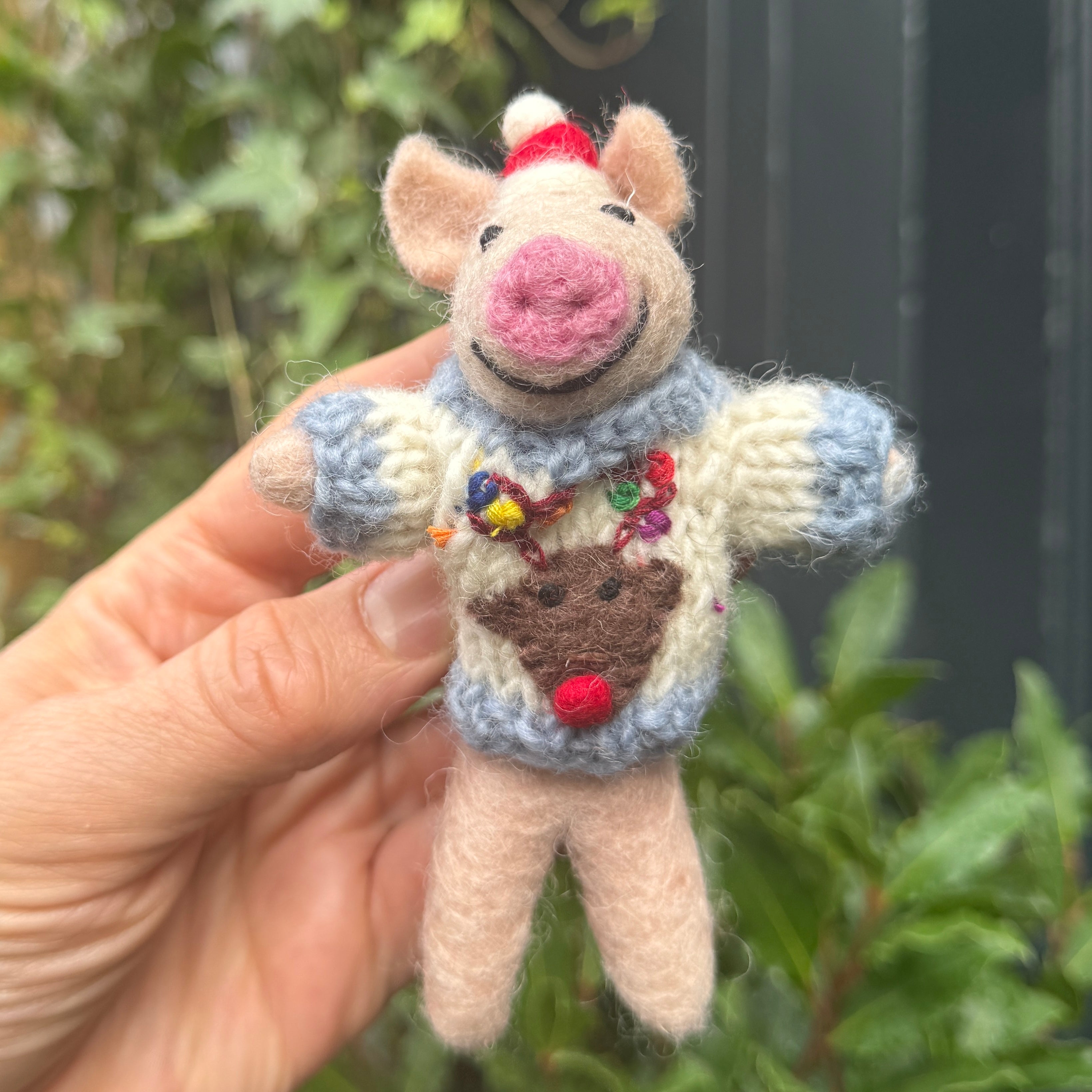 Piglet in Christmas Jumper| Felt Christmas Decoration