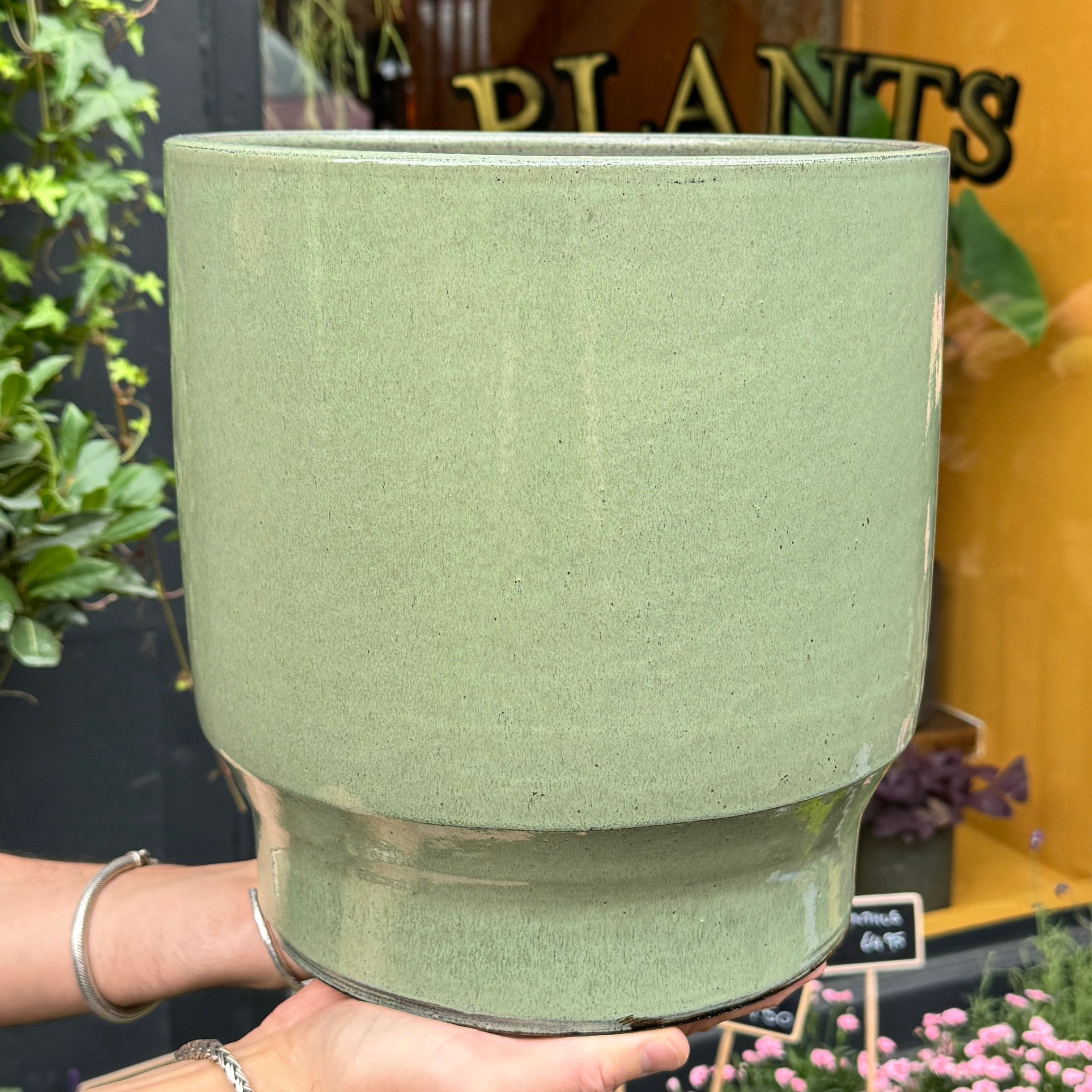 Sage Green Glazed Ceramic Plant Pot | 33cm
