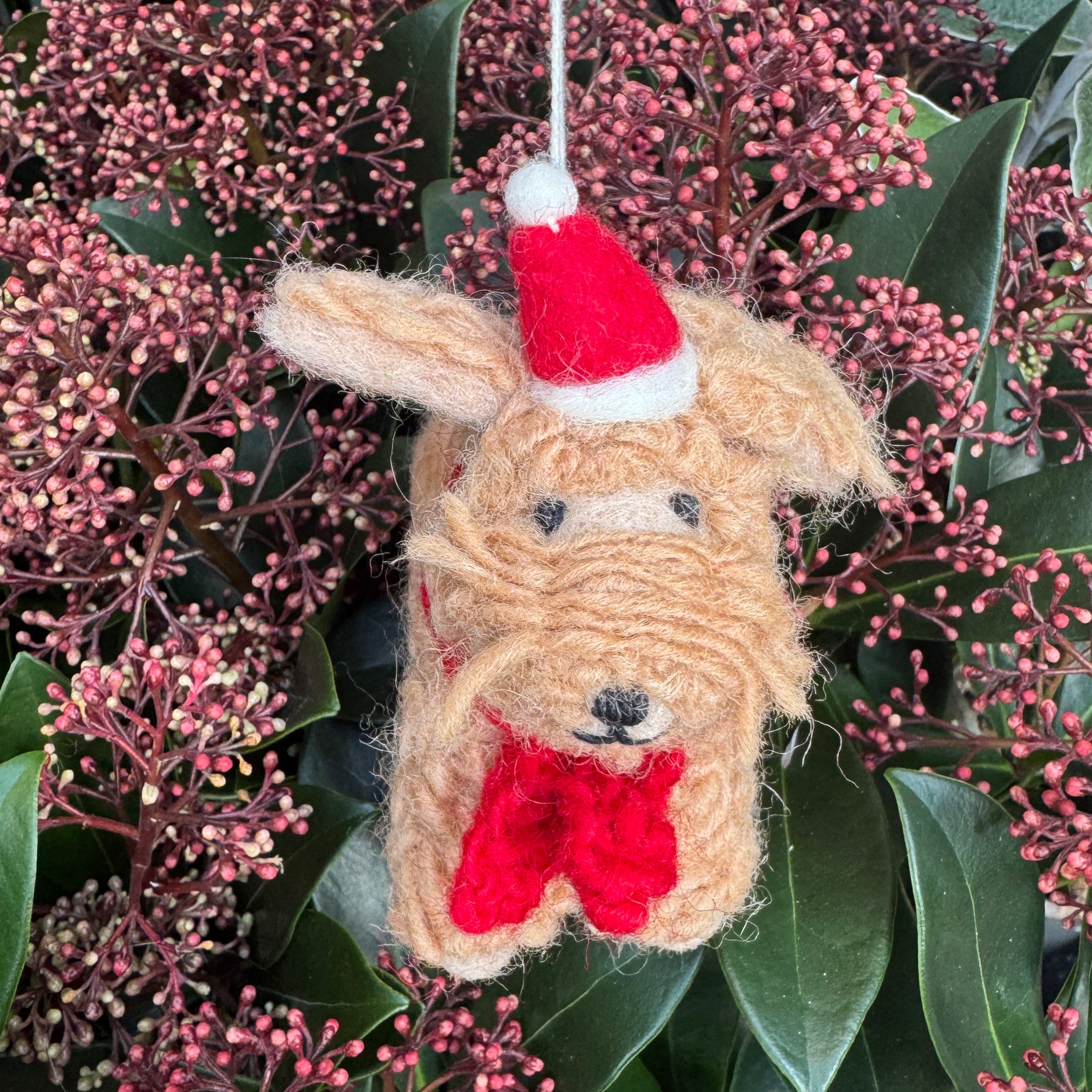 Cockapoo with Hat & Scarf | Felt Christmas Decoration