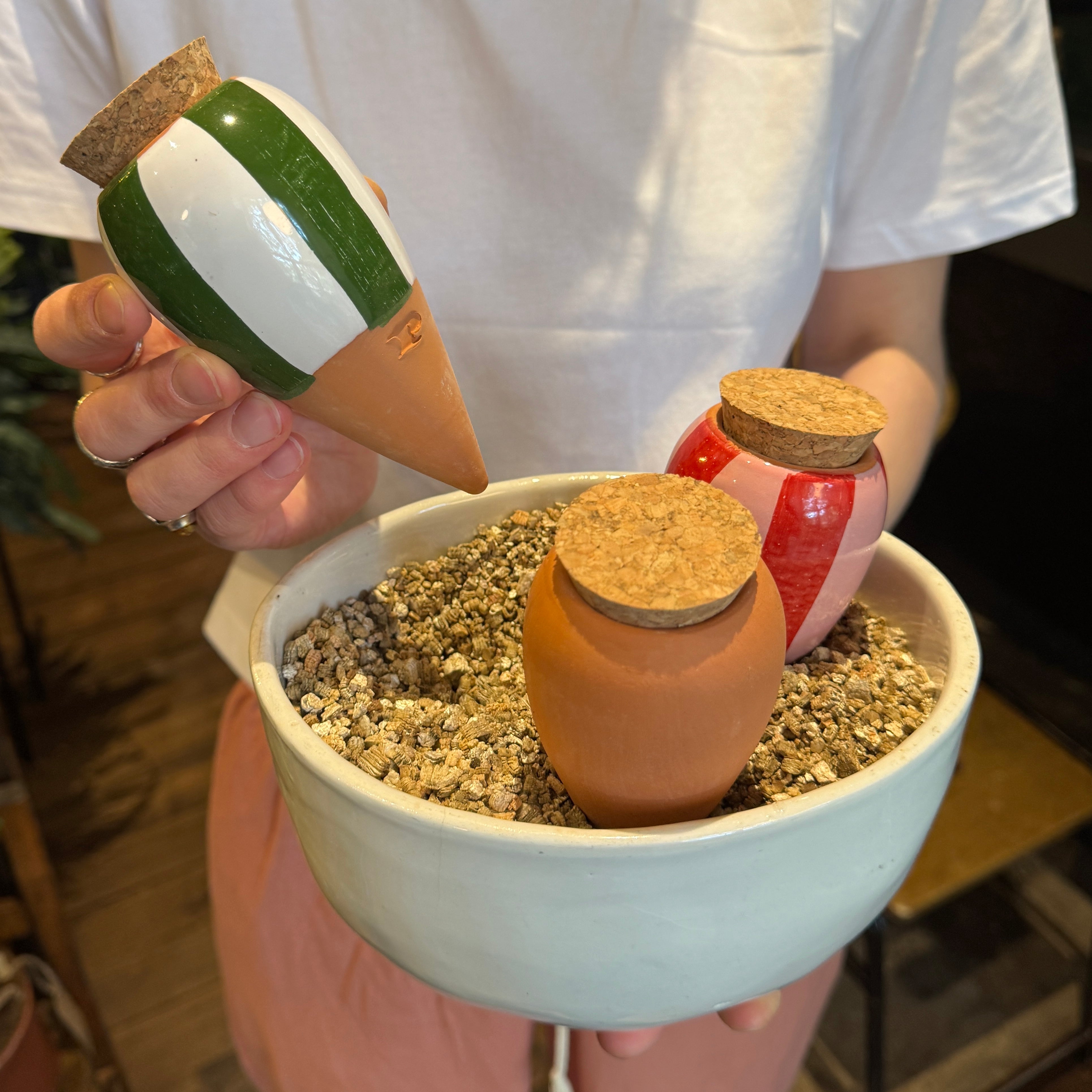 Pepin Trio Striped Mini Ollas – Terracotta & Striped Gift Set