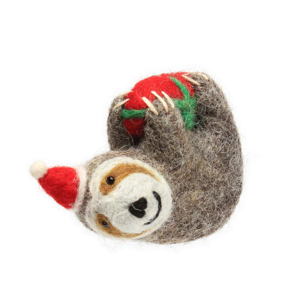 Mini Sloth with Present | Felt Christmas Decoration