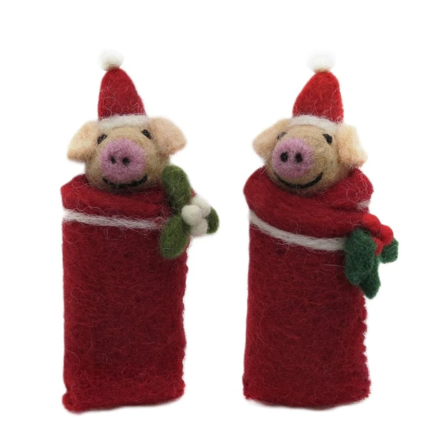 Piglet in Blanket | Felt Christmas Decoration