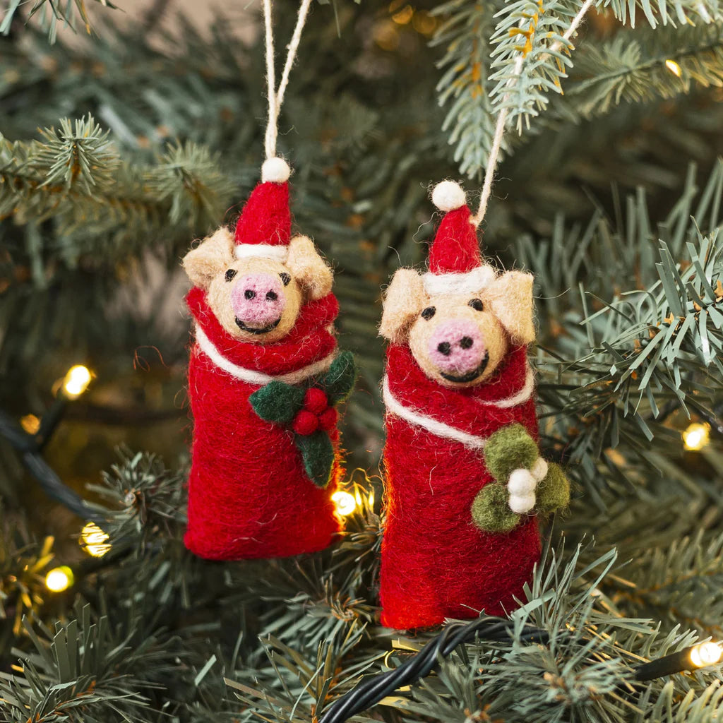 Piglet in Blanket | Felt Christmas Decoration