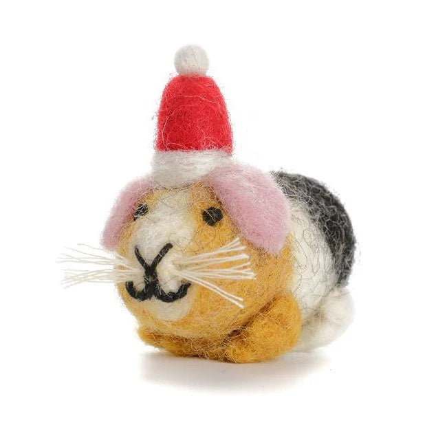 Mini Guinea Pig in Hat | Felt Christmas Decoration