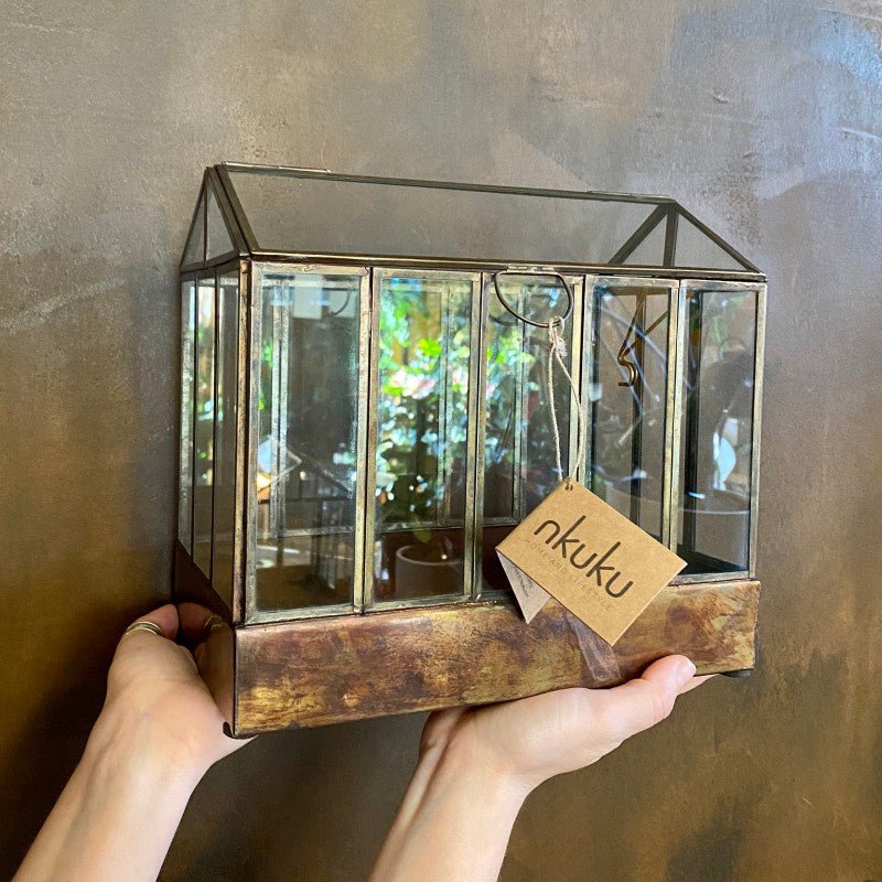 Aged Brass Terrarium - Small - grow urban. UK