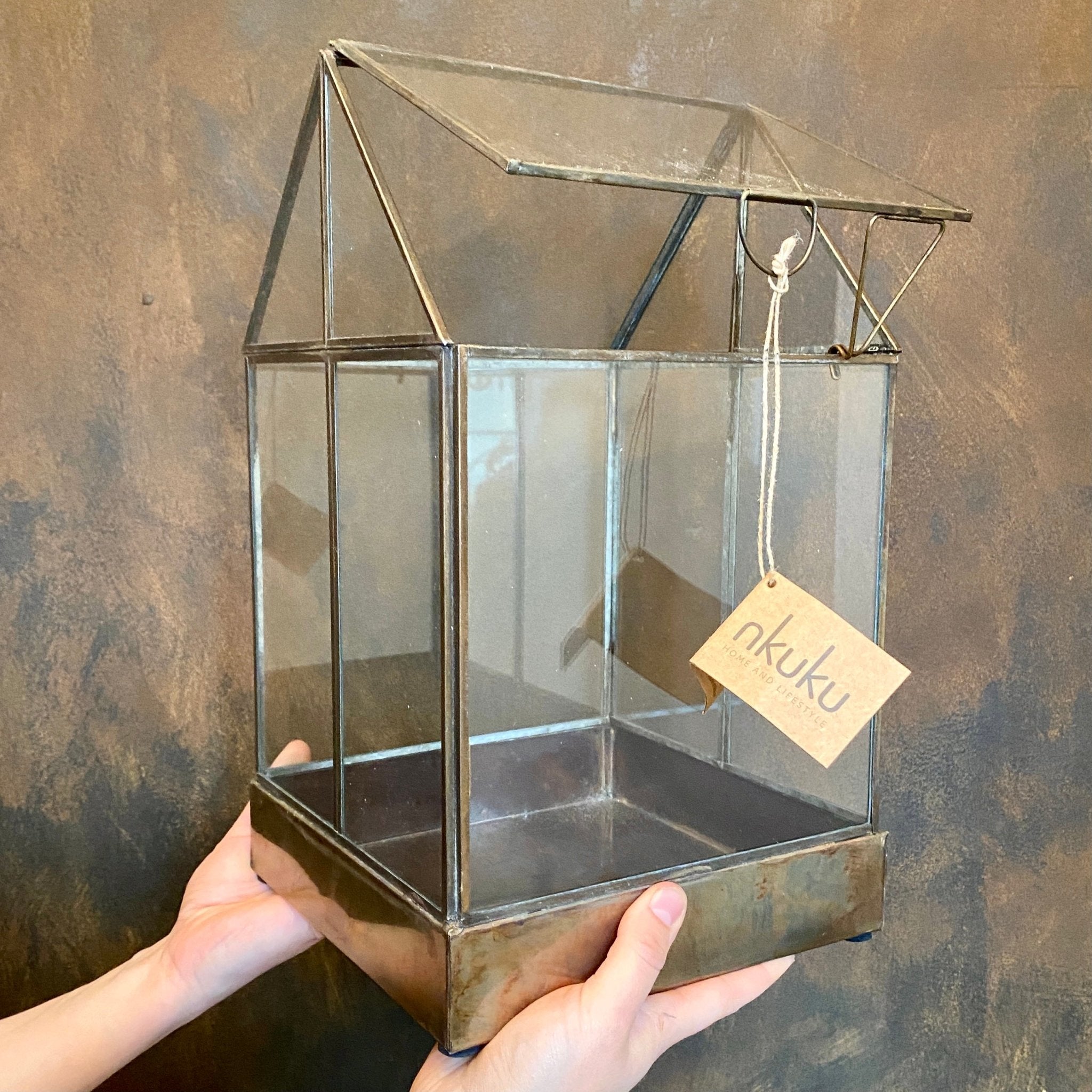 Aged Brass Terrarium - Tall - grow urban. UK