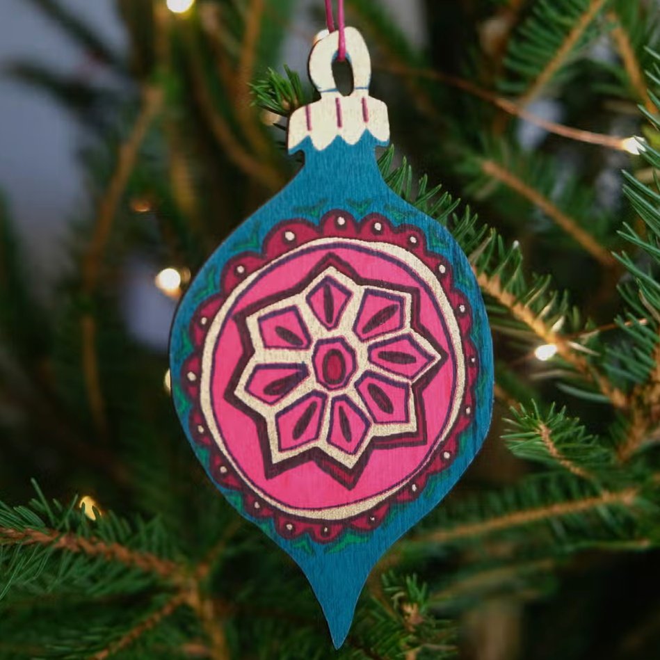 Wooden Bauble Decorations - 4 Pack - grow urban. UK