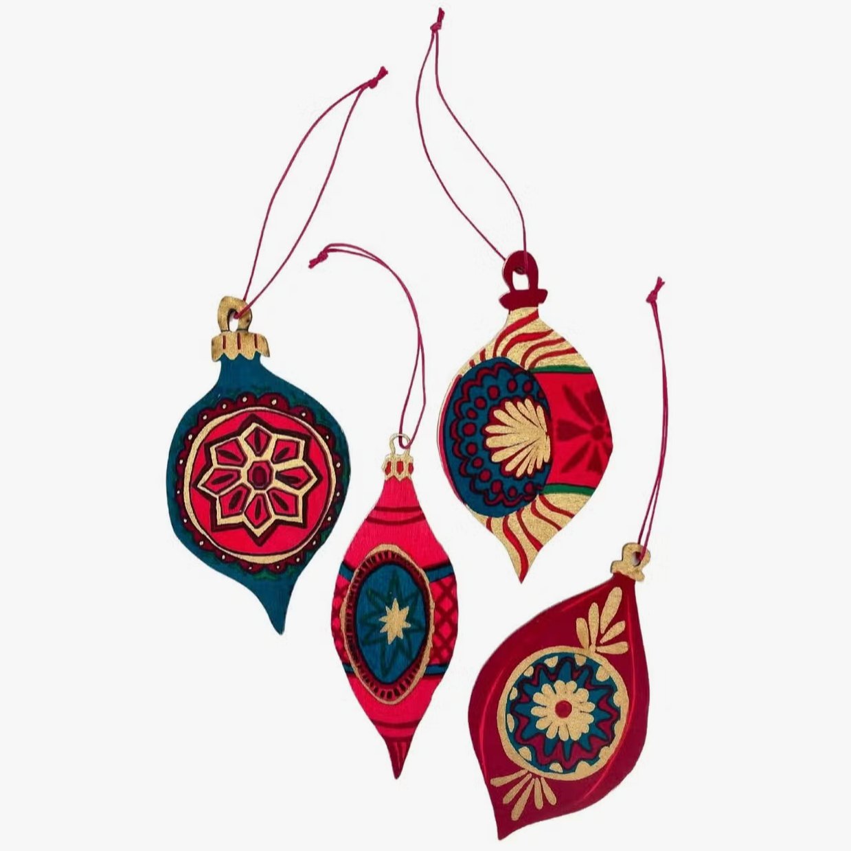 Wooden Bauble Decorations - 4 Pack - grow urban. UK