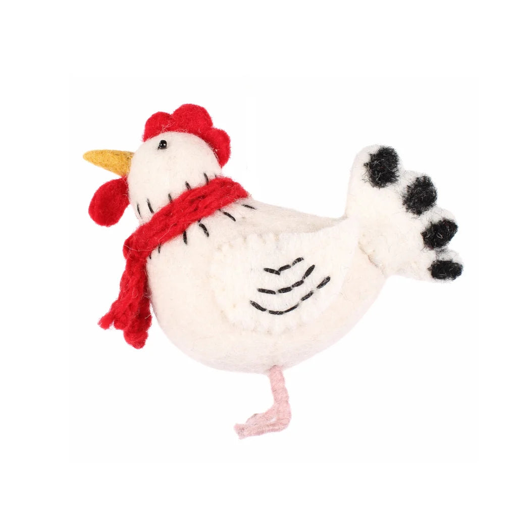 Chicken with Scarf | Felt Christmas Decoration