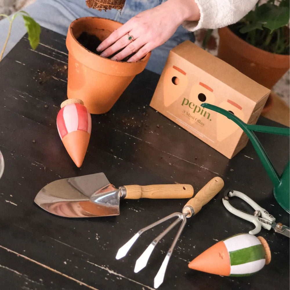 Pepin Trio Striped Mini Ollas – Terracotta & Striped Gift Set