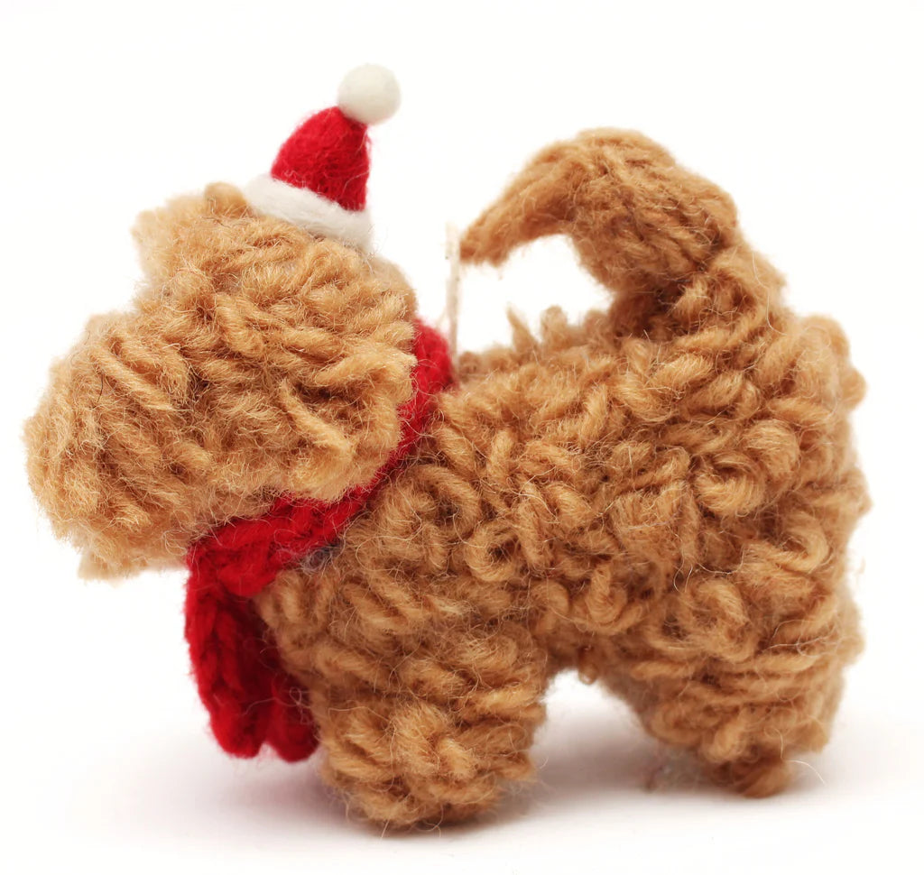 Christmas Cockapoo with Hat & Scarf | Felt Christmas Decoration