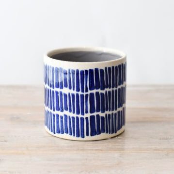 Blue Stripes Plant Pot | 12cm