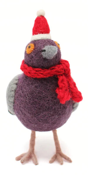 Pigeon with Hat & Scarf | Felt Christmas Decoration