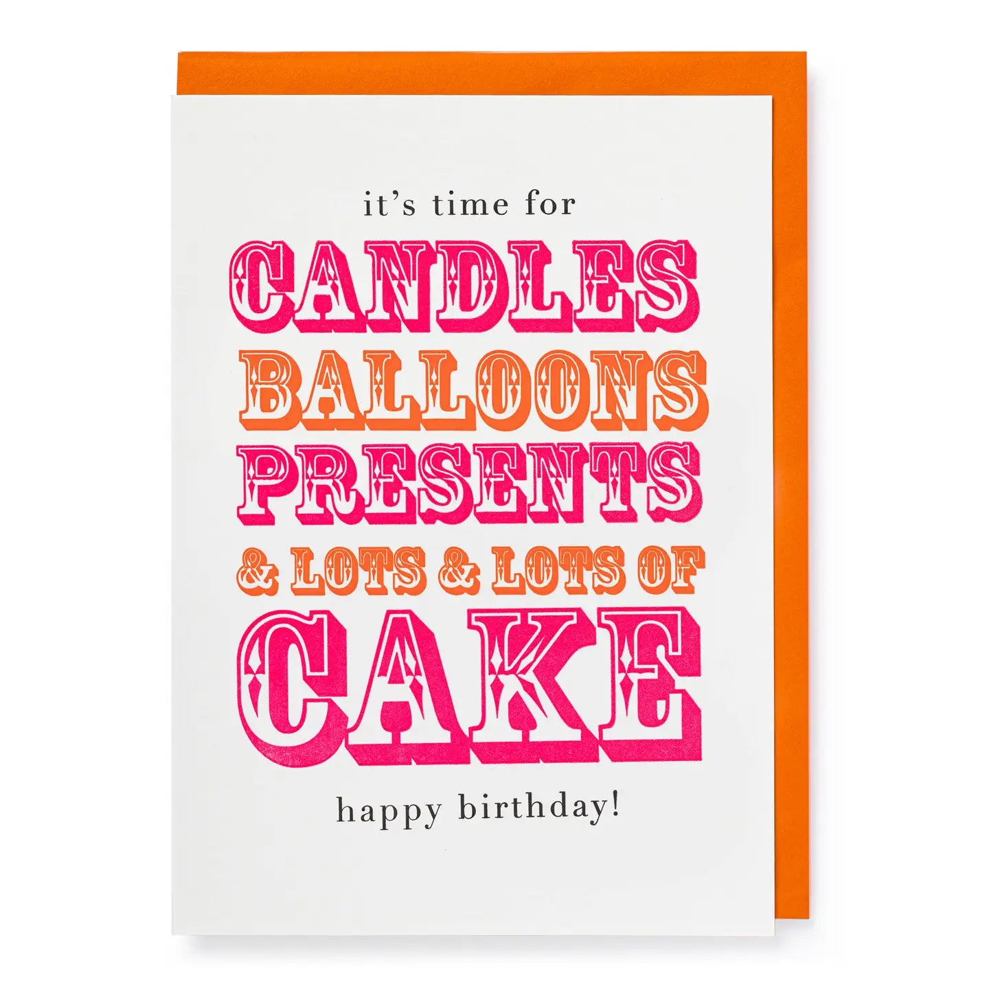 Birthday card with colorful text on a white background