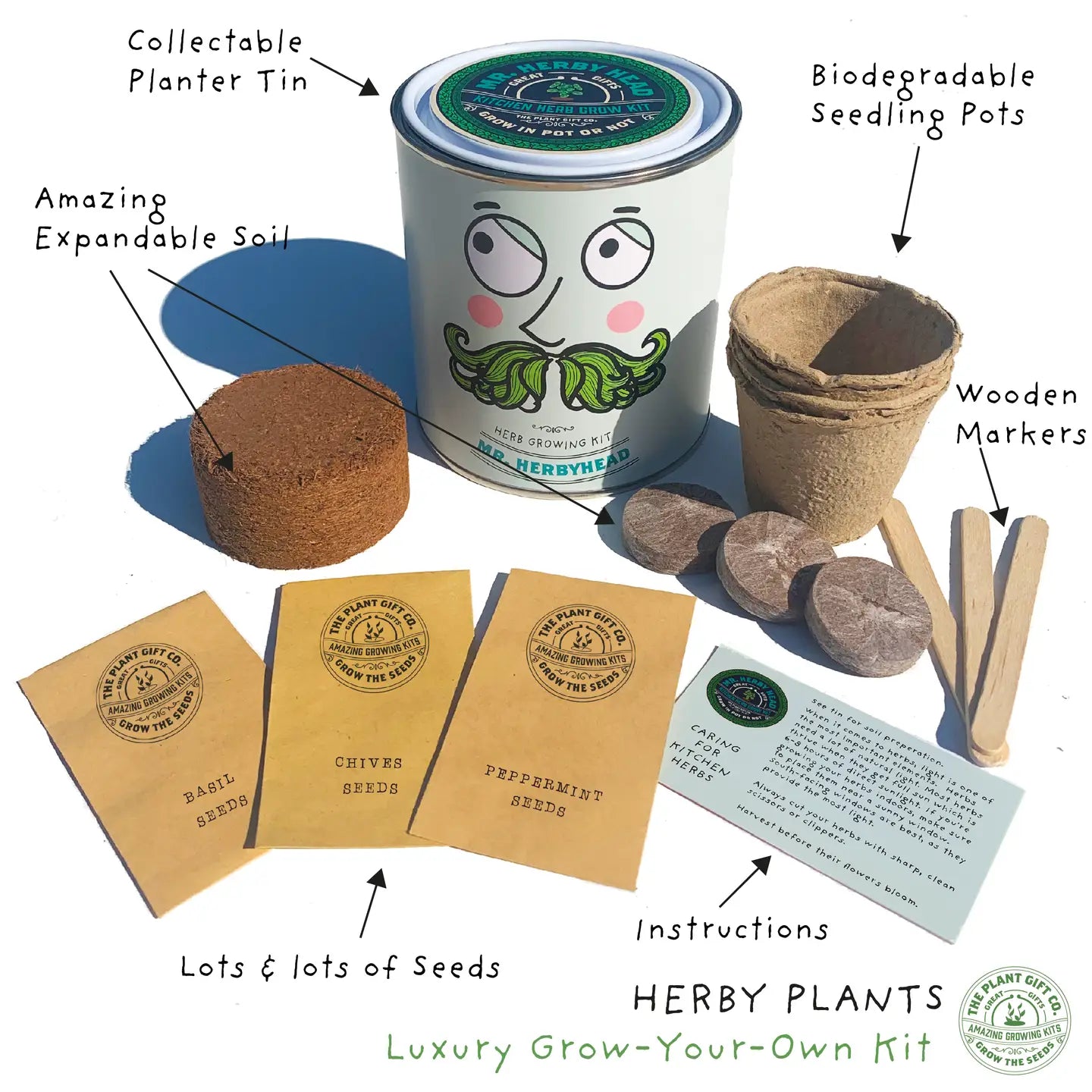 Mr Herby Head | Grow Your Own Herb Kit