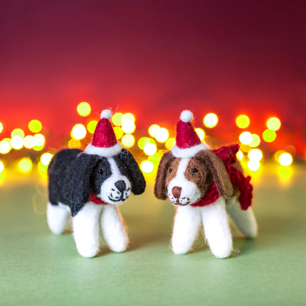 Spaniel with Hat & Scarf | Felt Christmas Decoration