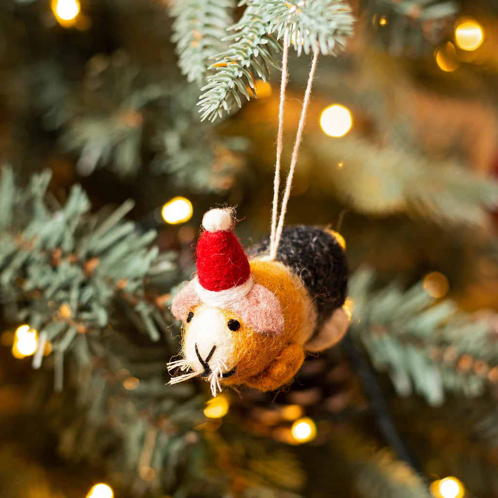 Mini Guinea Pig in Hat | Felt Christmas Decoration