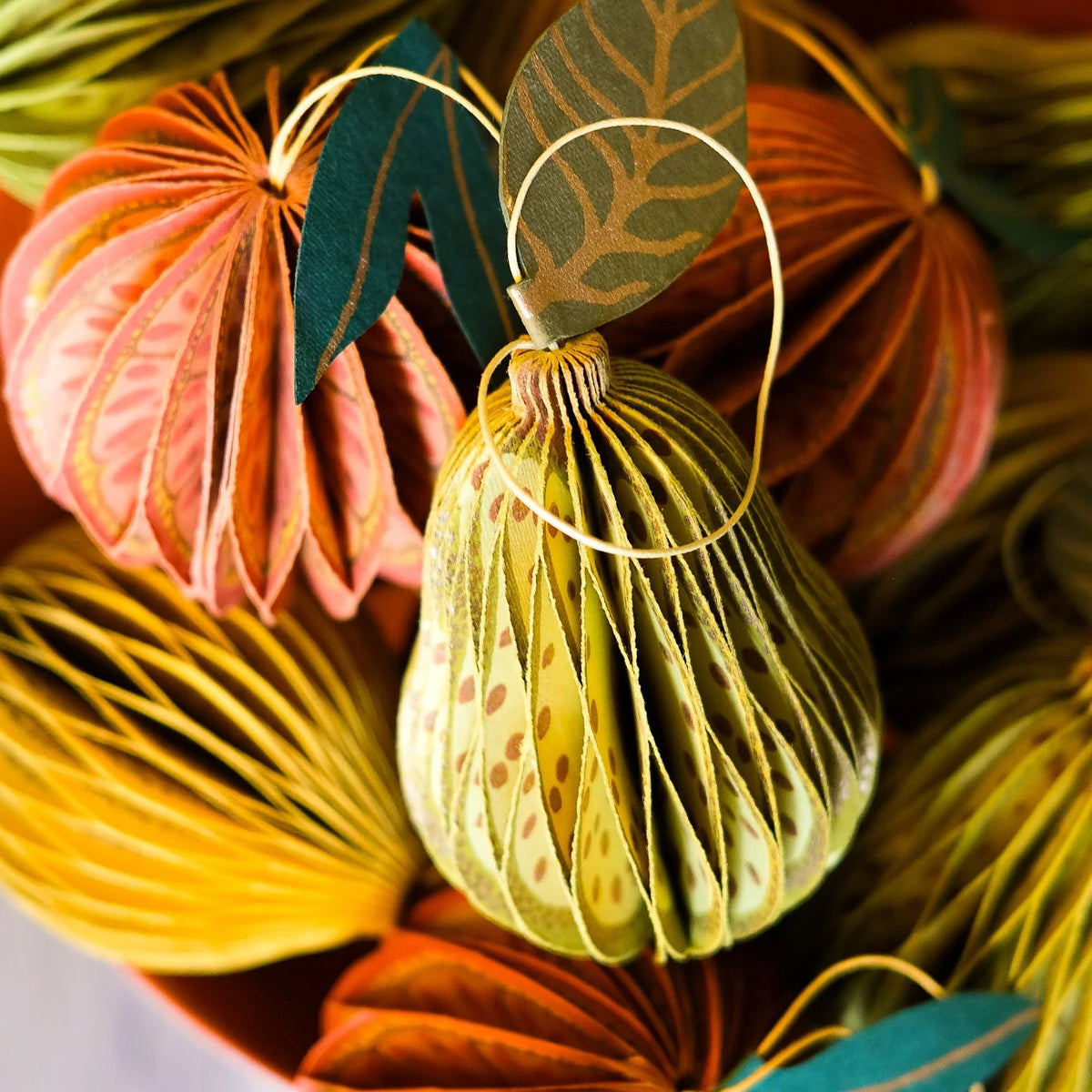 Pear Honeycomb Christmas Decoration | East End Press