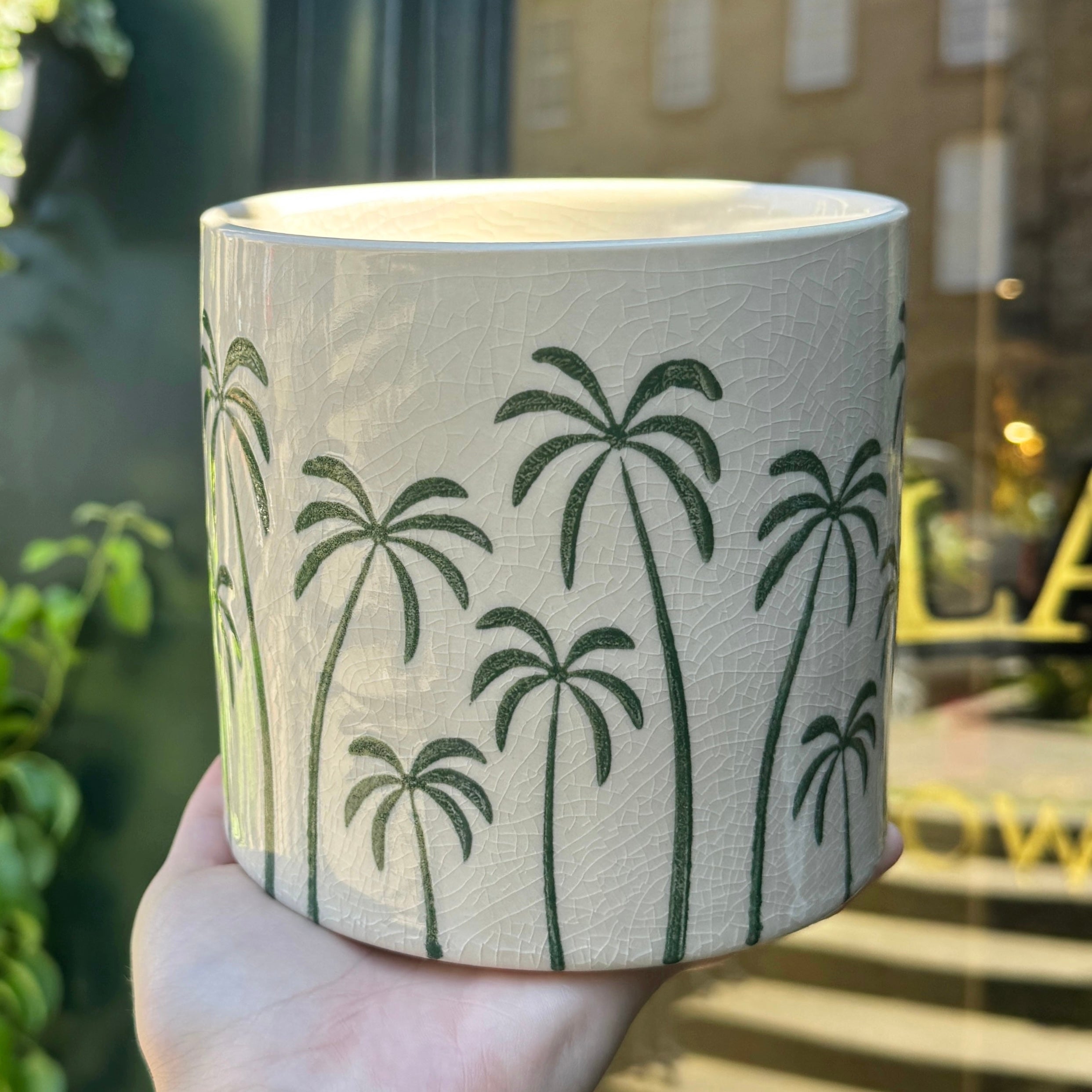 Green Palm Trees Plant Pot | 14cm