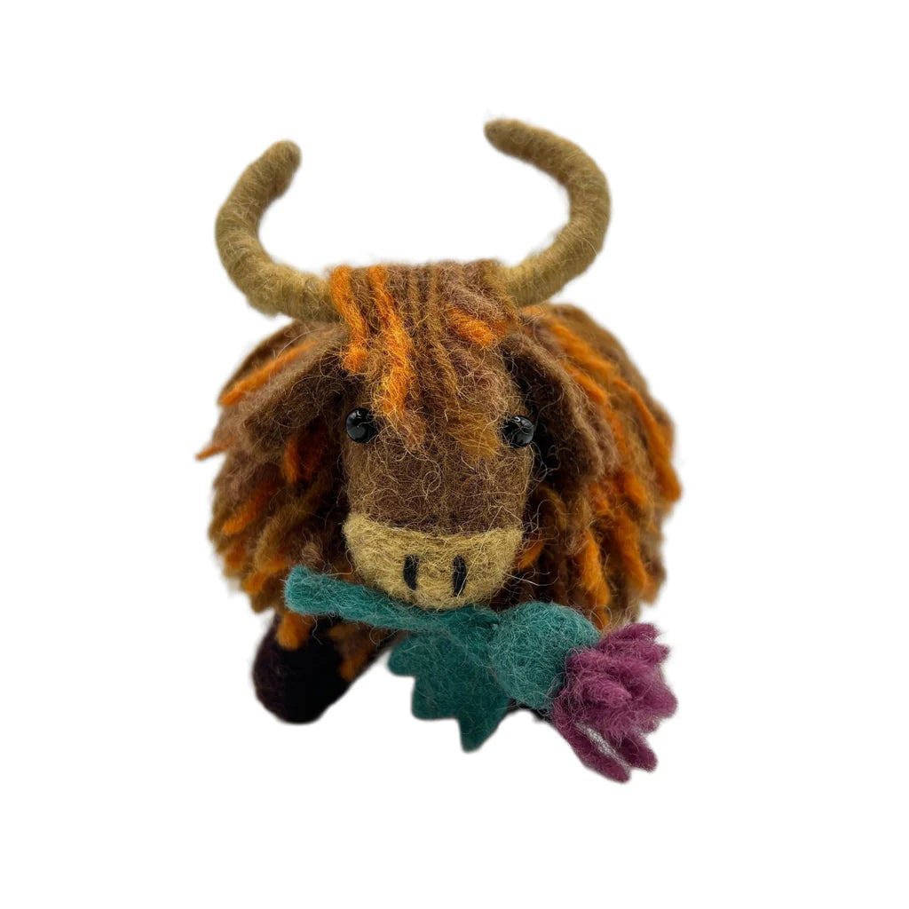 Highland Cow with Thistle | Felt Decoration