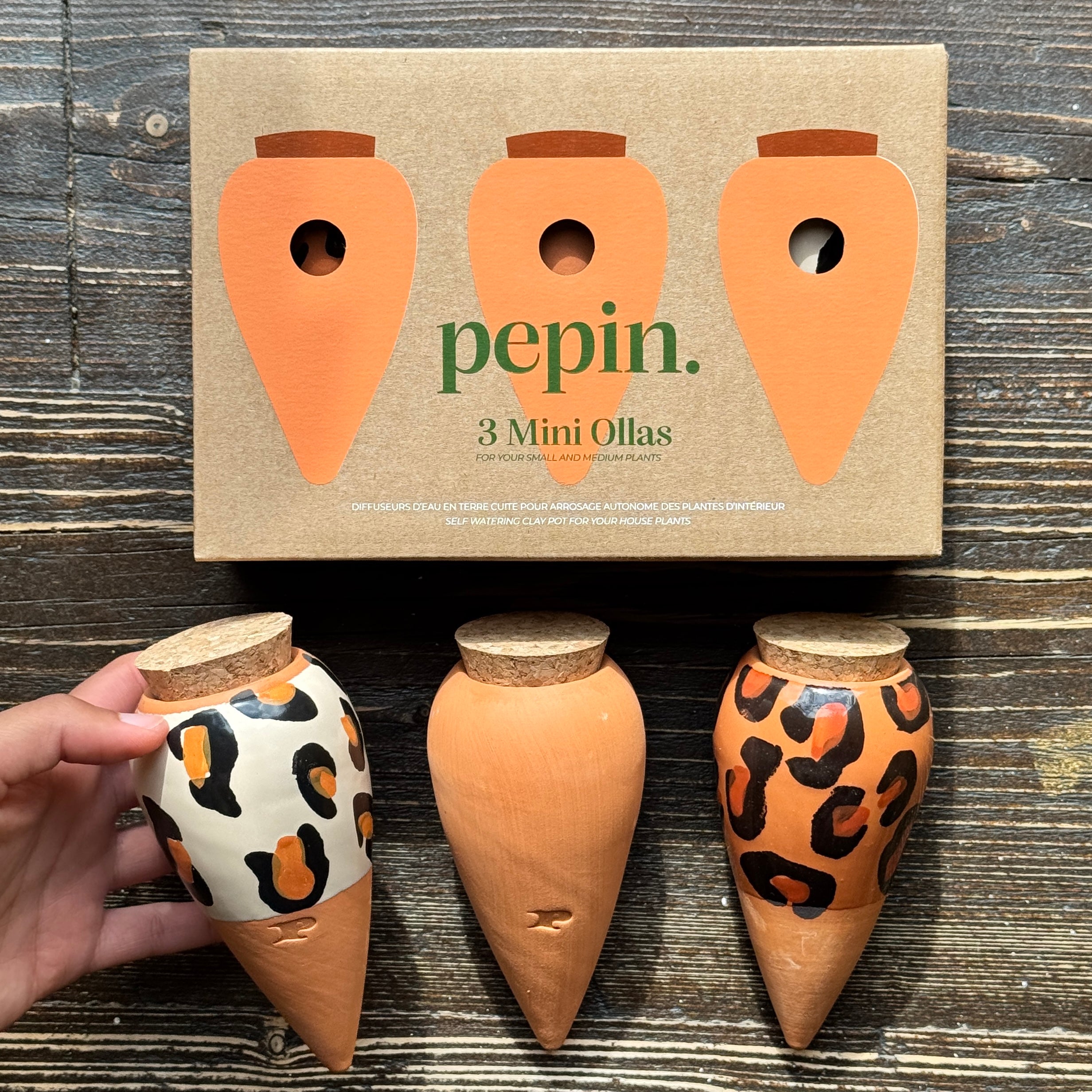 Pepin Trio Leopard Mini Ollas – Terracotta & Leopard Gift Set