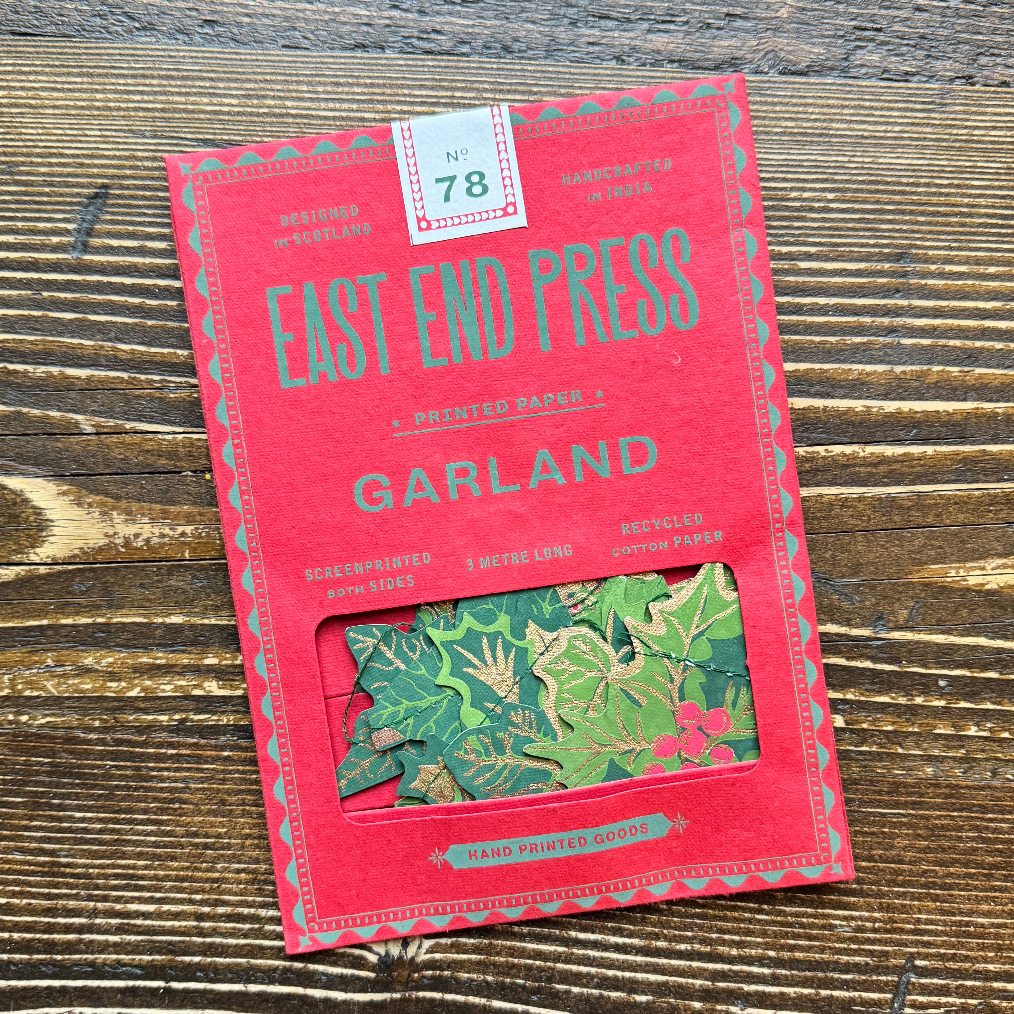 Holly & Ivy Sewn Garland 3m | East End Press
