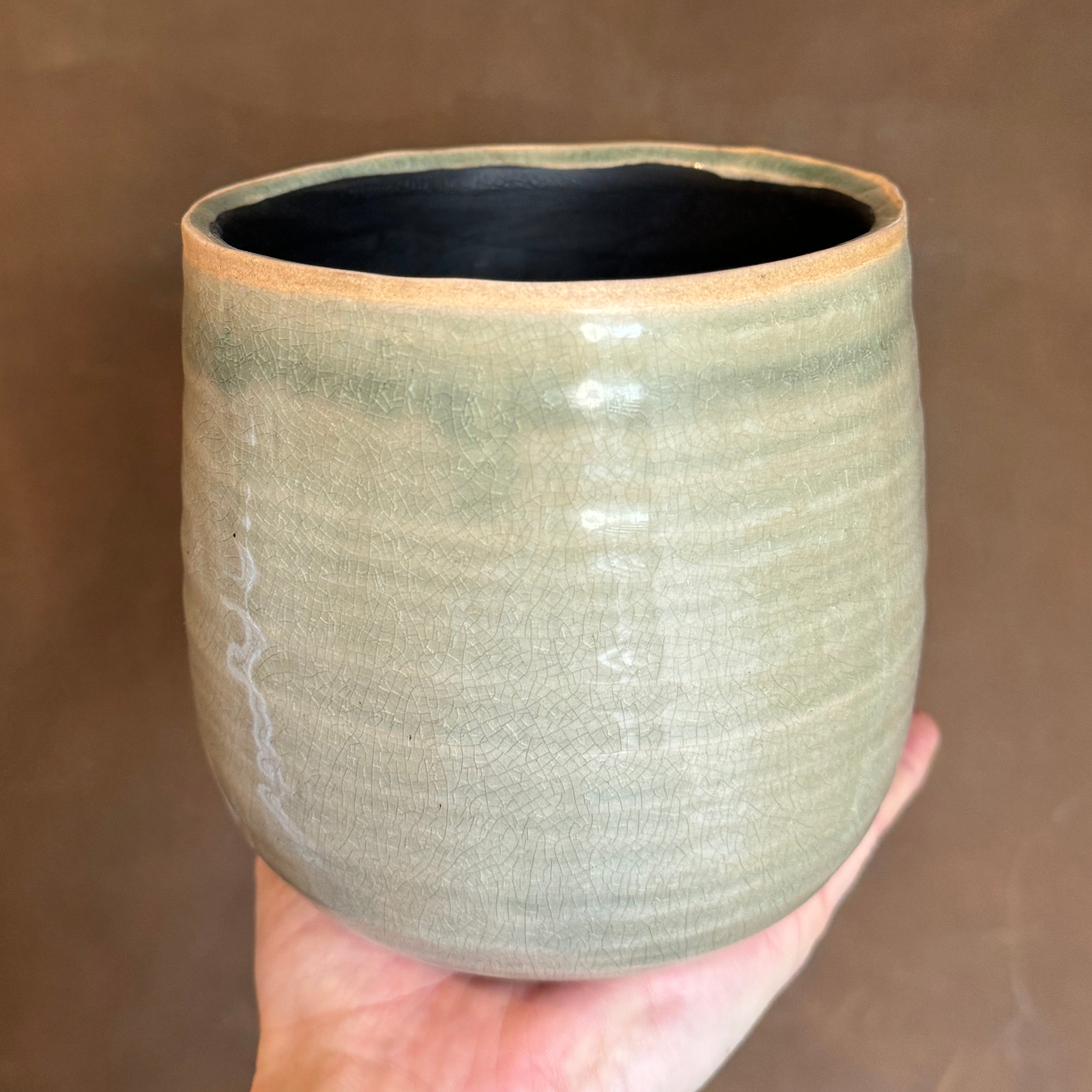 Crackle Glaze Pot - Mint  | 14cm