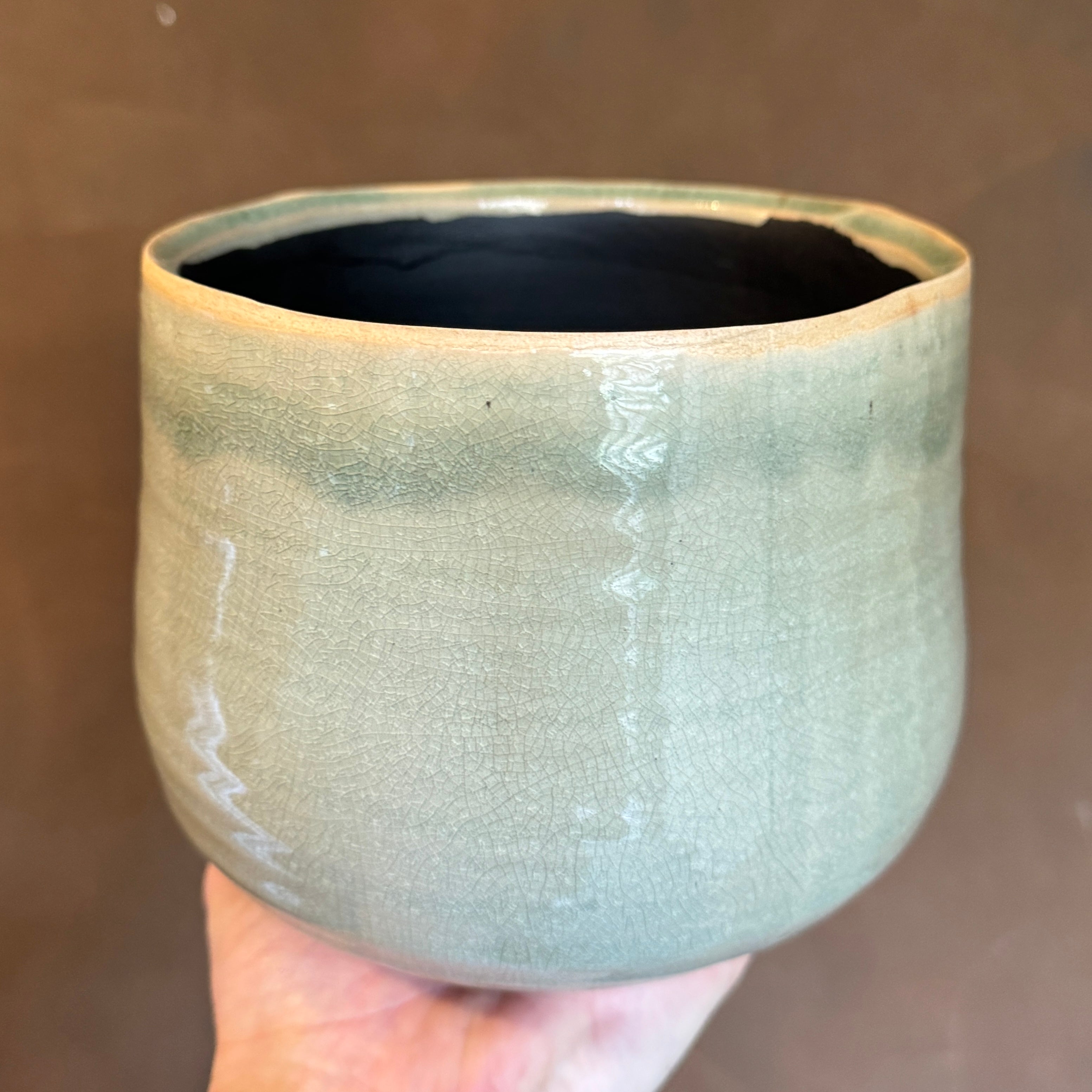 Crackle Glaze Pot - Mint | 16cm