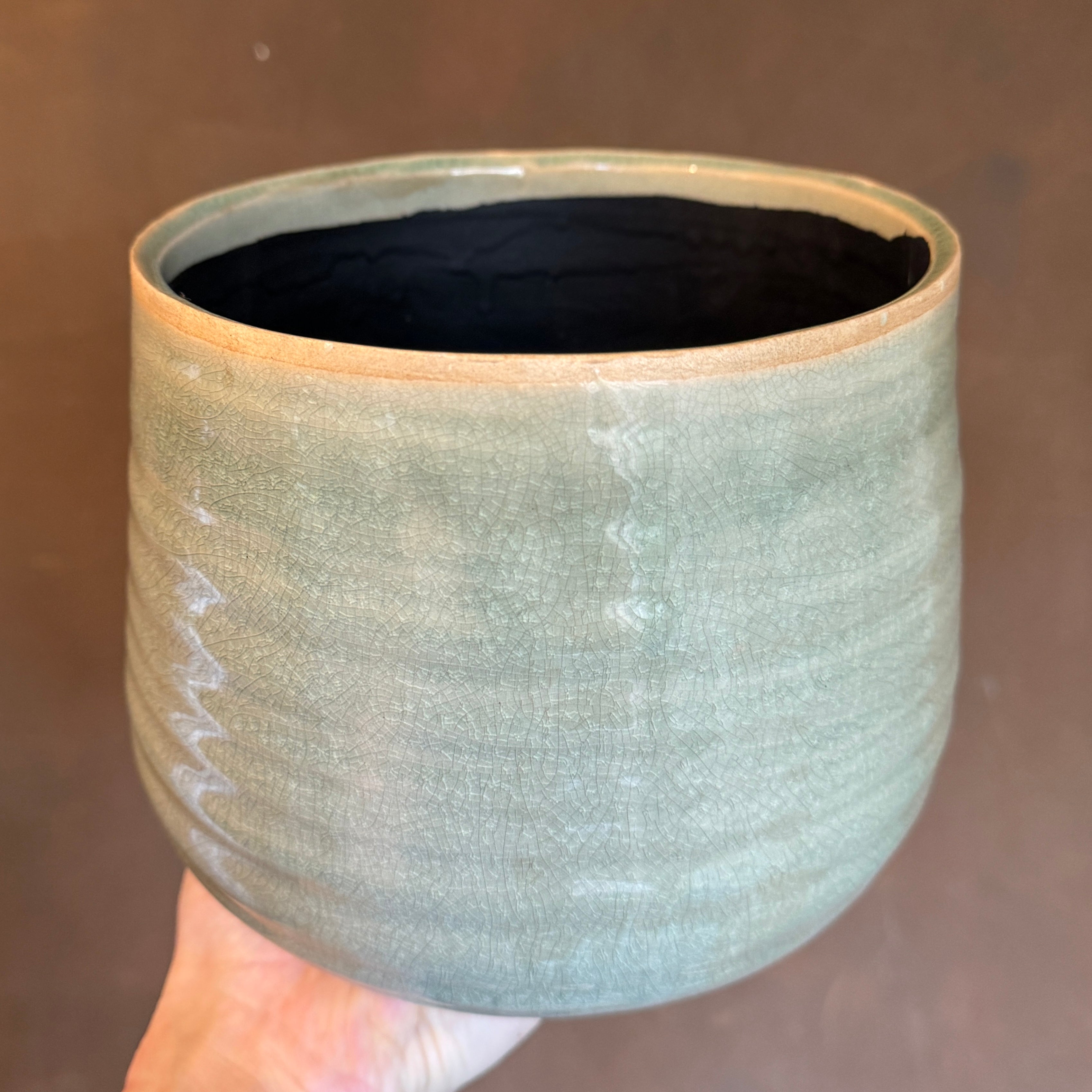 Crackle Glaze Pot - Mint | 18cm