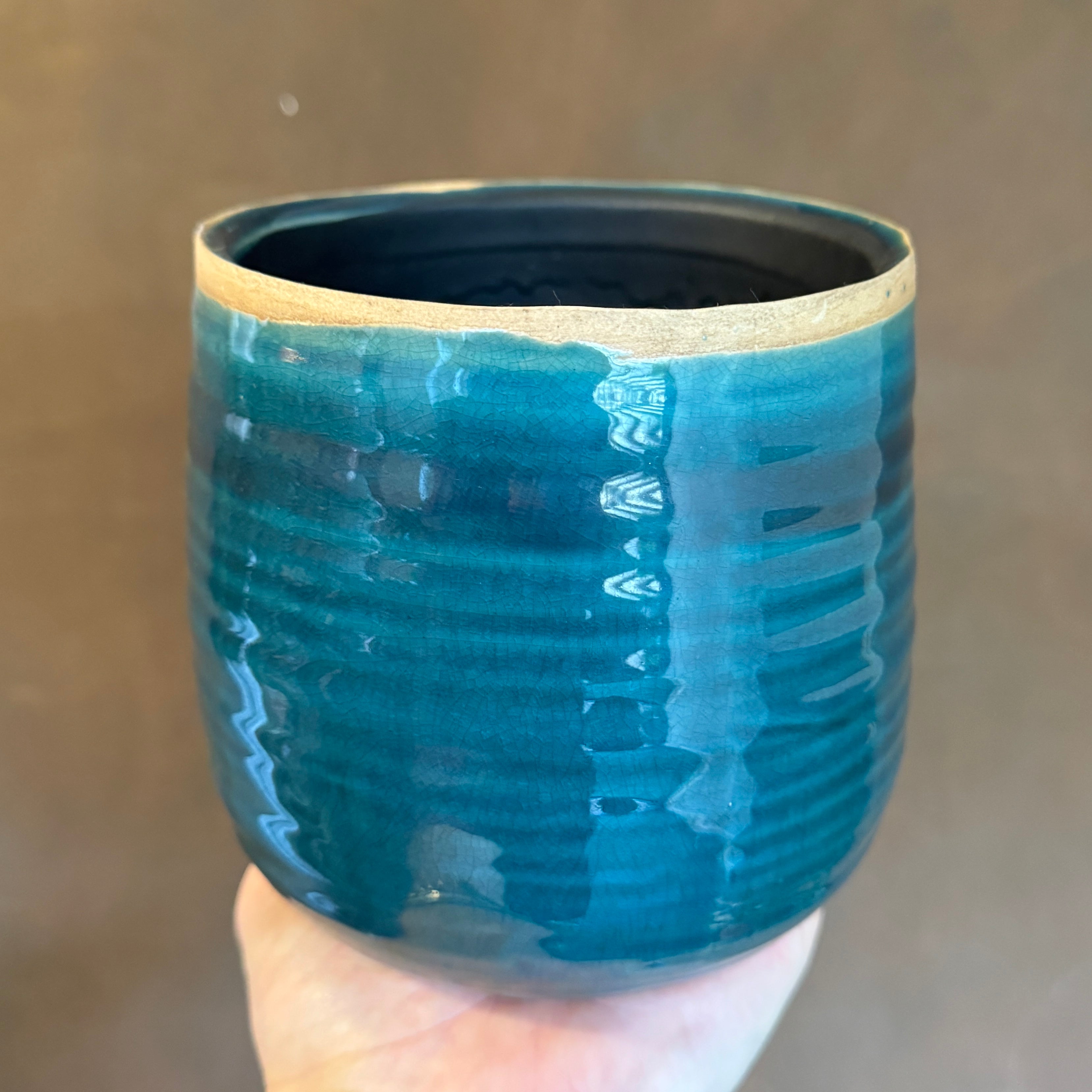 Crackle Glaze Pot - Turquoise | 14cm