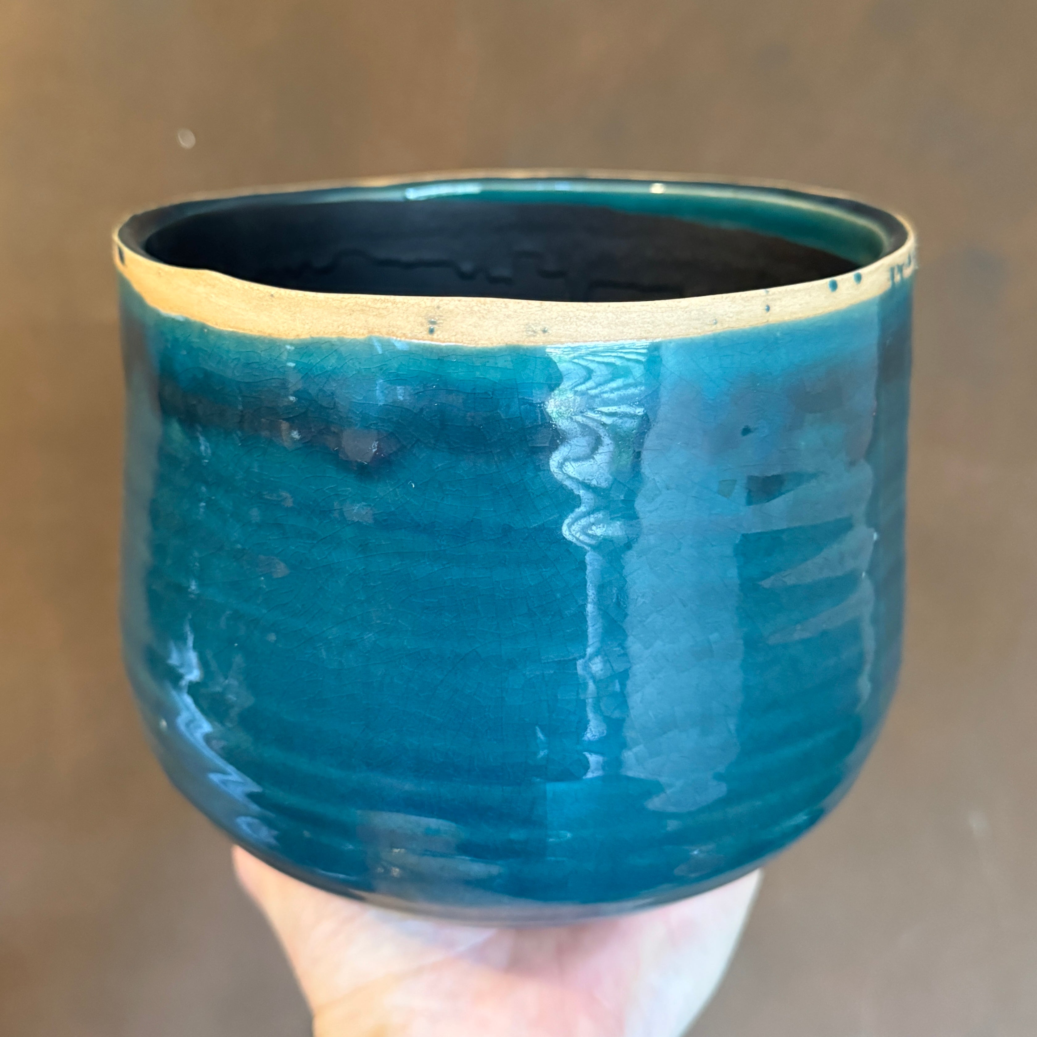 Crackle Glaze Pot - Turquoise | 16cm