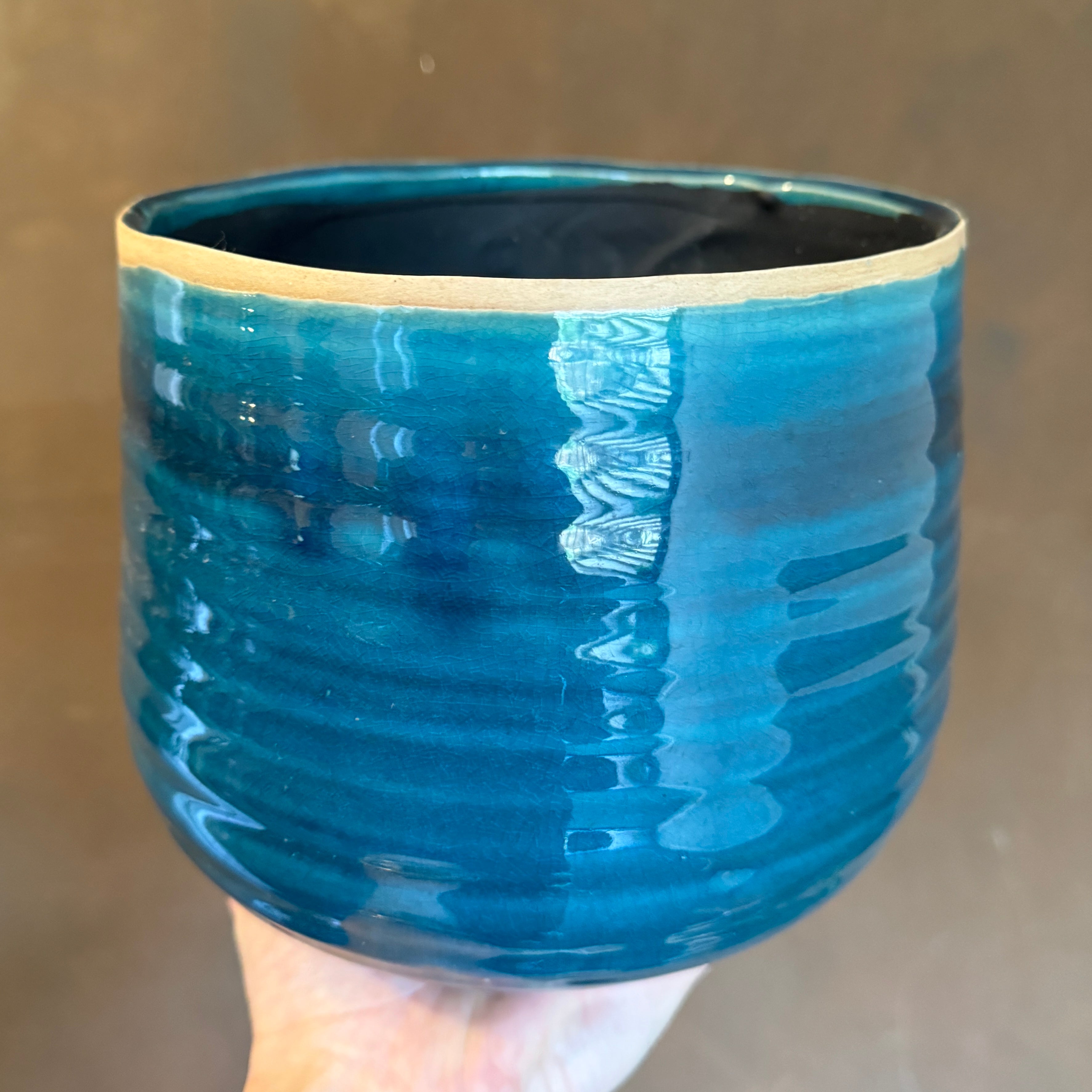 Crackle Glaze Pot - Turquoise | 18cm