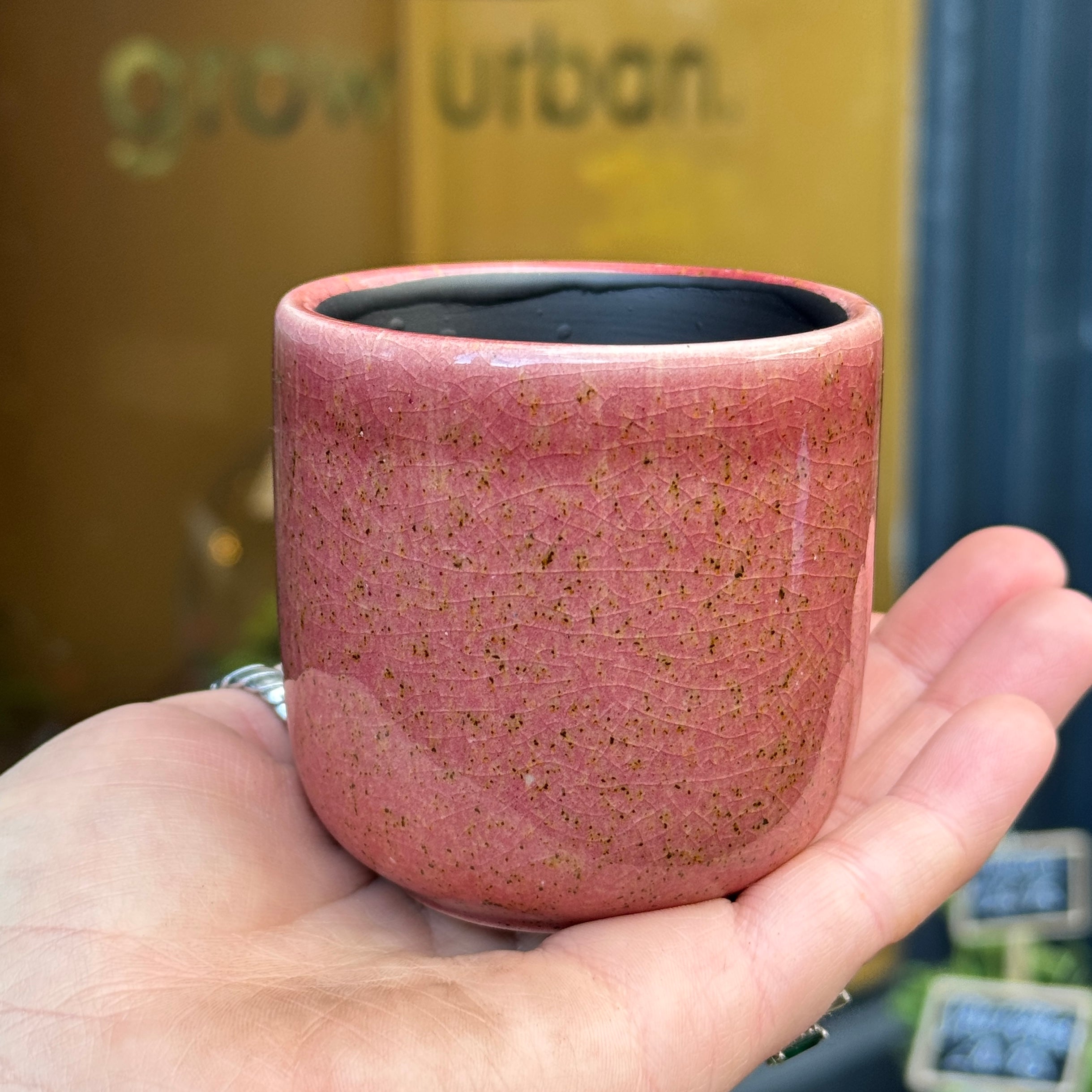 Coral Pink Glazed Plant Pot | 7cm