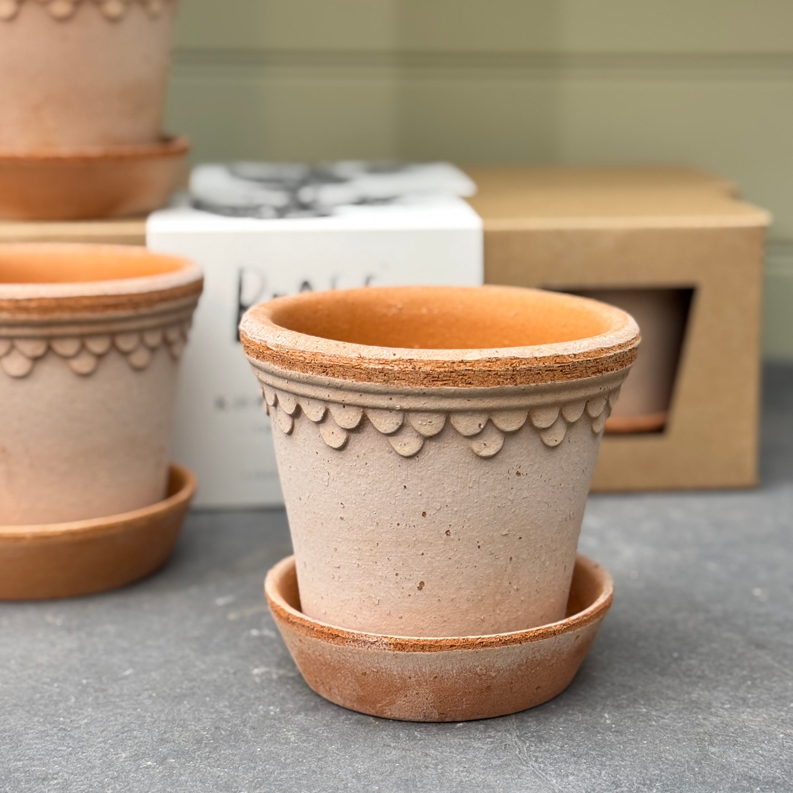 Bergs Potter Copenhagen Pot & Saucer Set of 3 – Rosa Terracotta