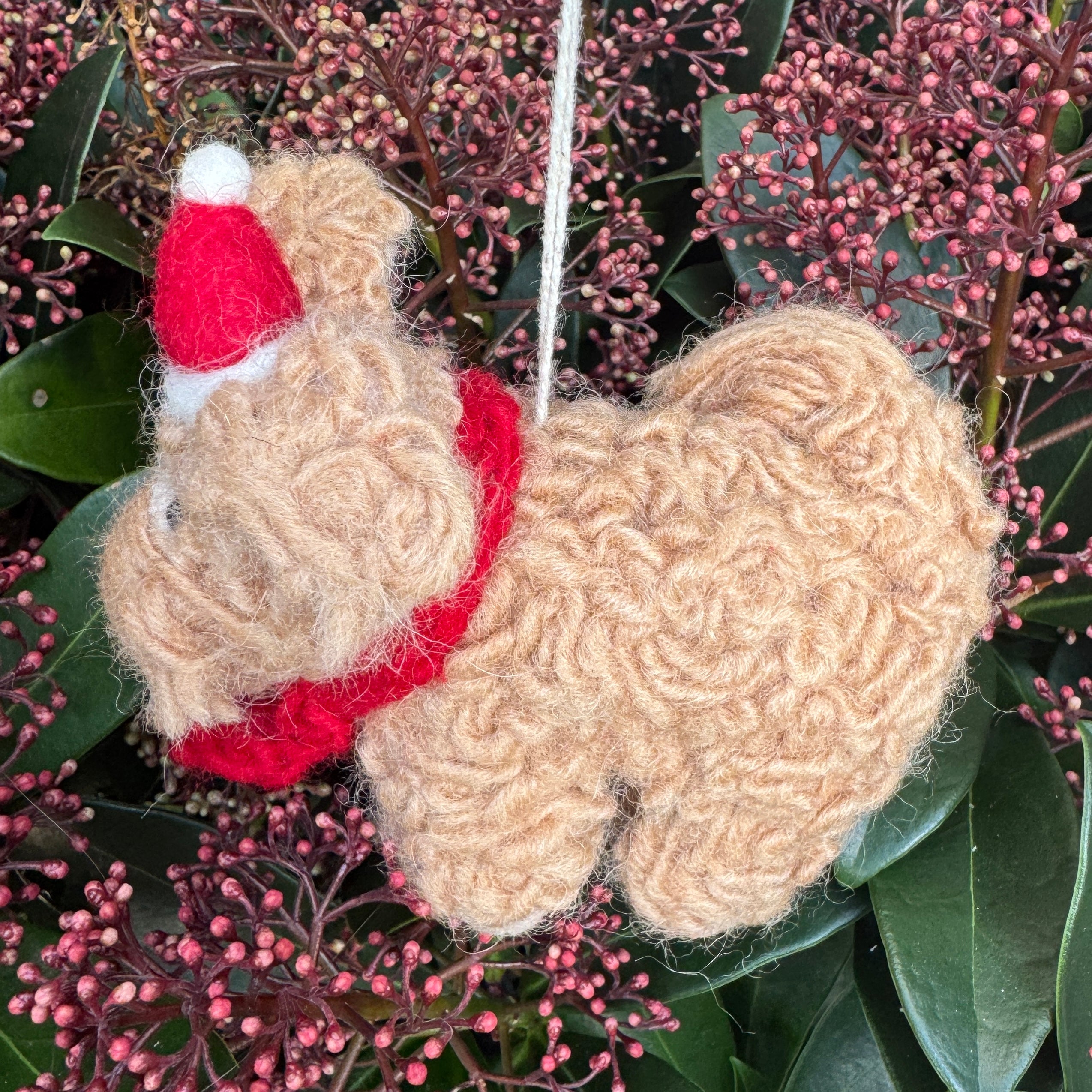 Cockapoo with Hat & Scarf | Felt Christmas Decoration