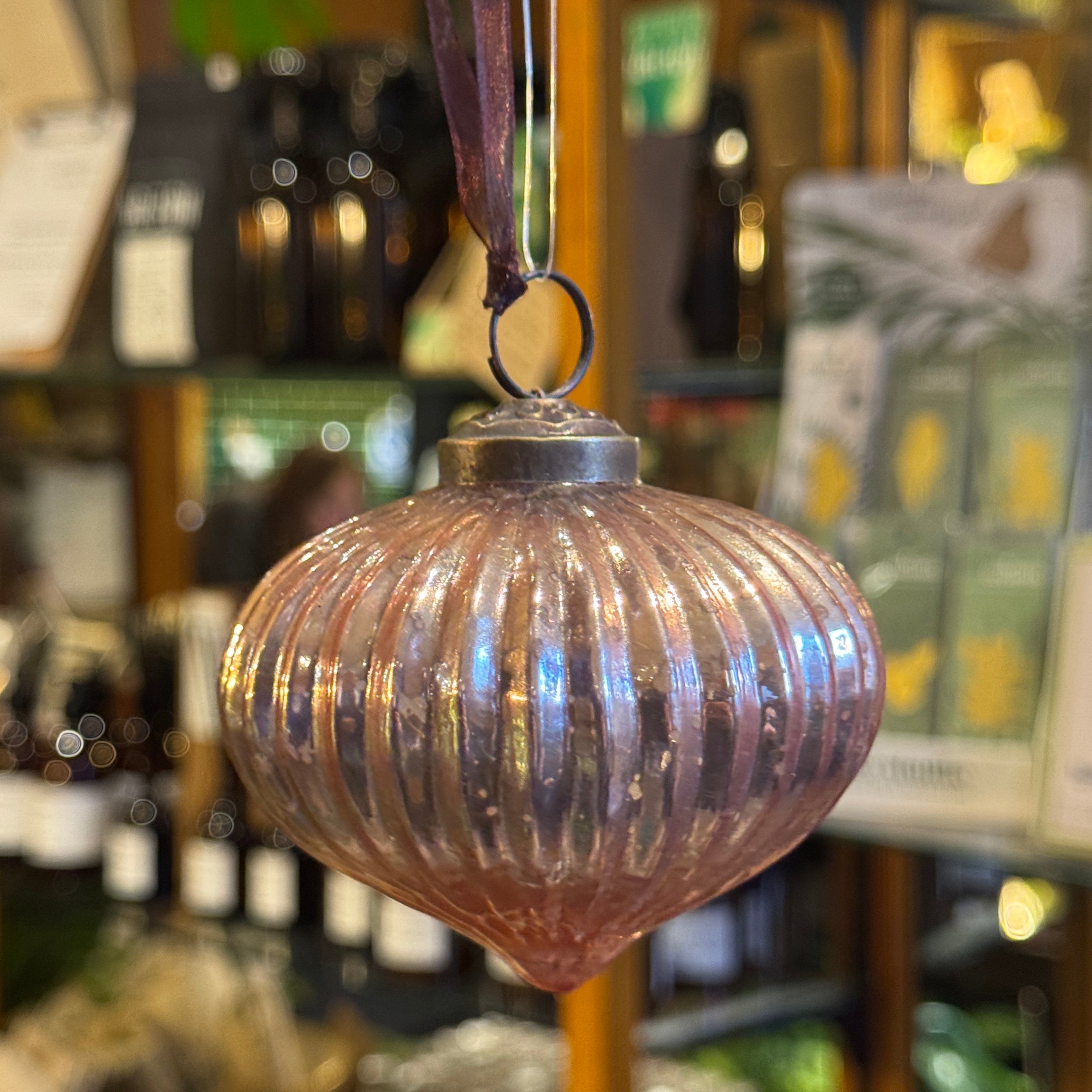 Ribbed Glass Lantern Bauble