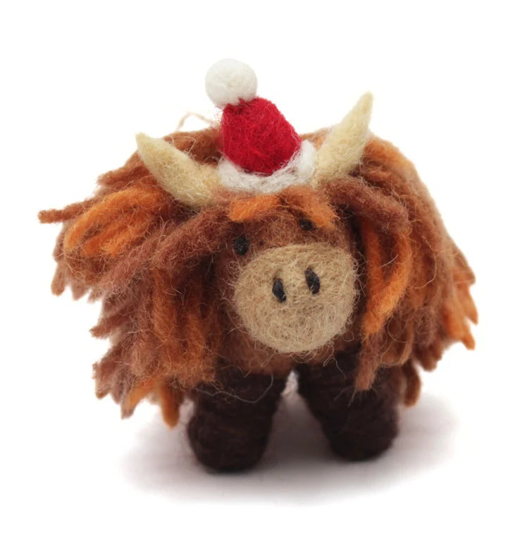 Mini Highland Cow | Felt Christmas Decoration