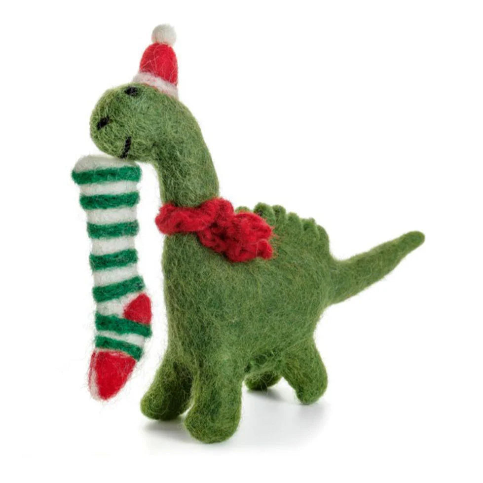 Diplodocus with Stocking | Felt Christmas Decoration